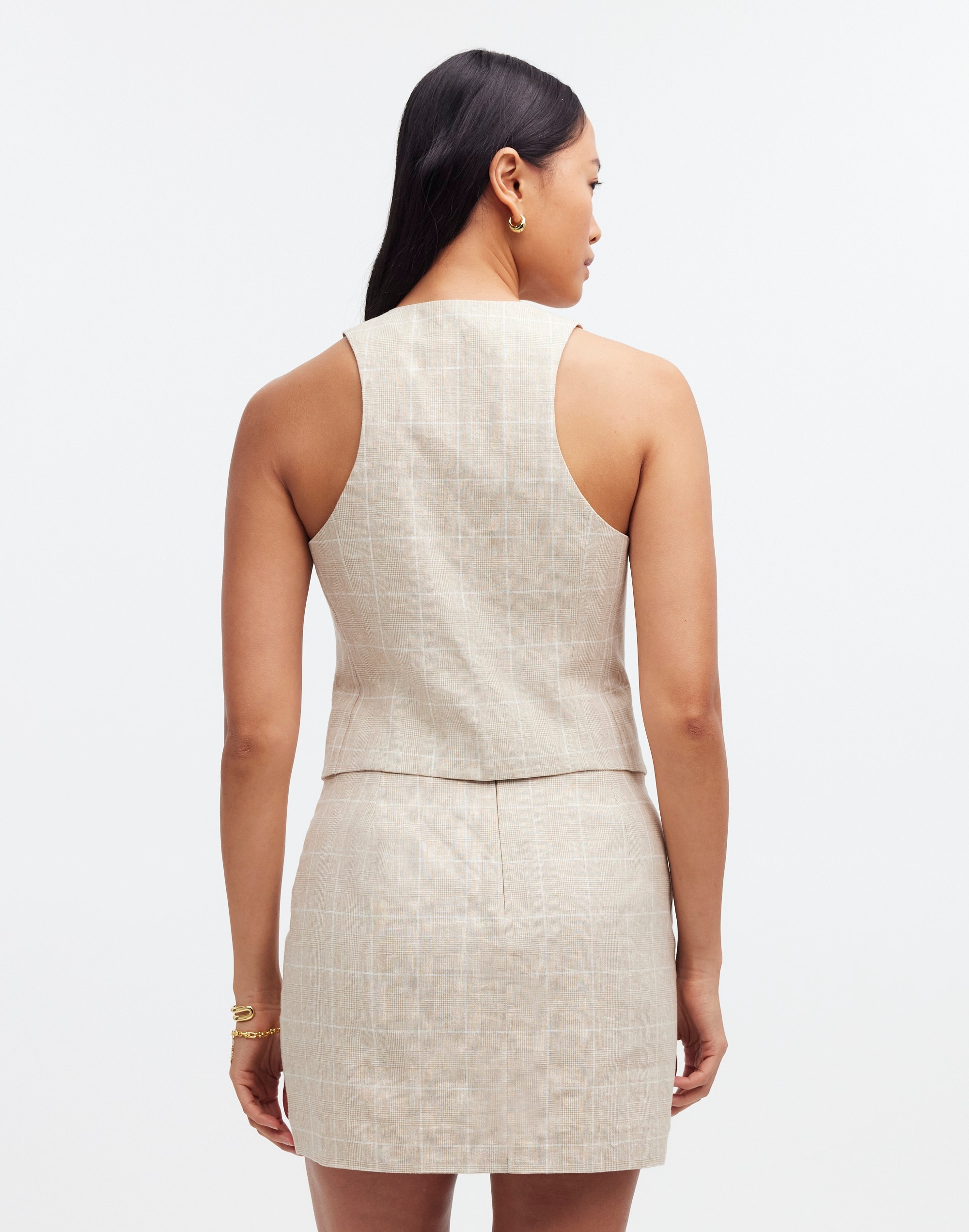 Linen Vest Top in Plaid