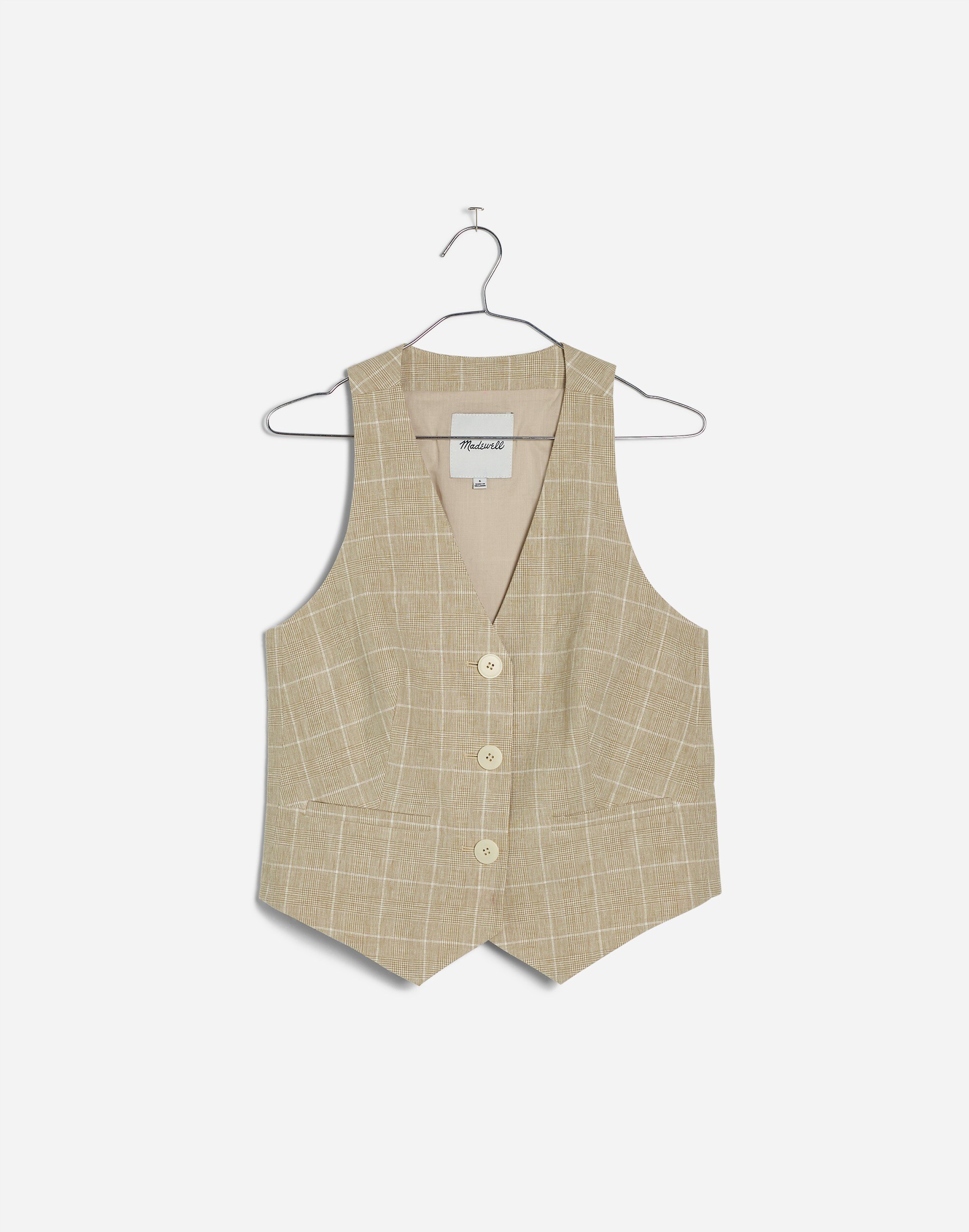 Linen Vest Top in Plaid