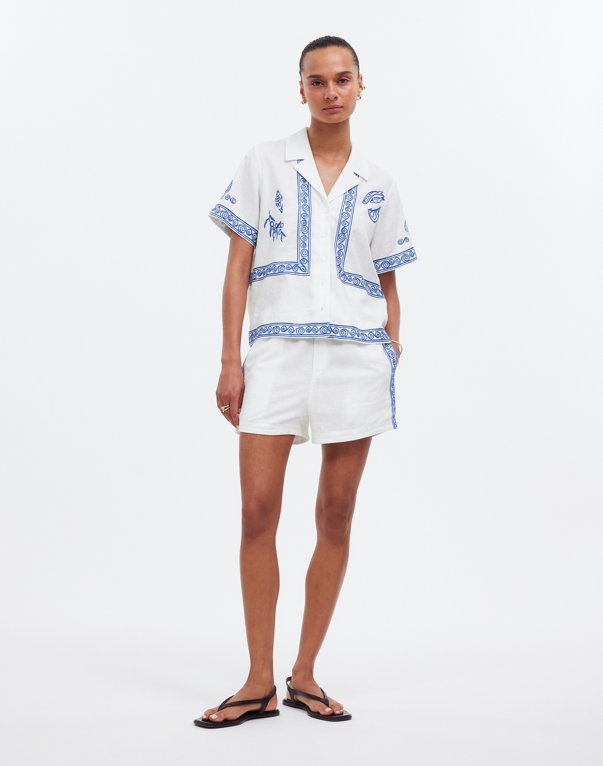 Madewell x Lisa Says Gah! Embroidered Button-Front Shirt