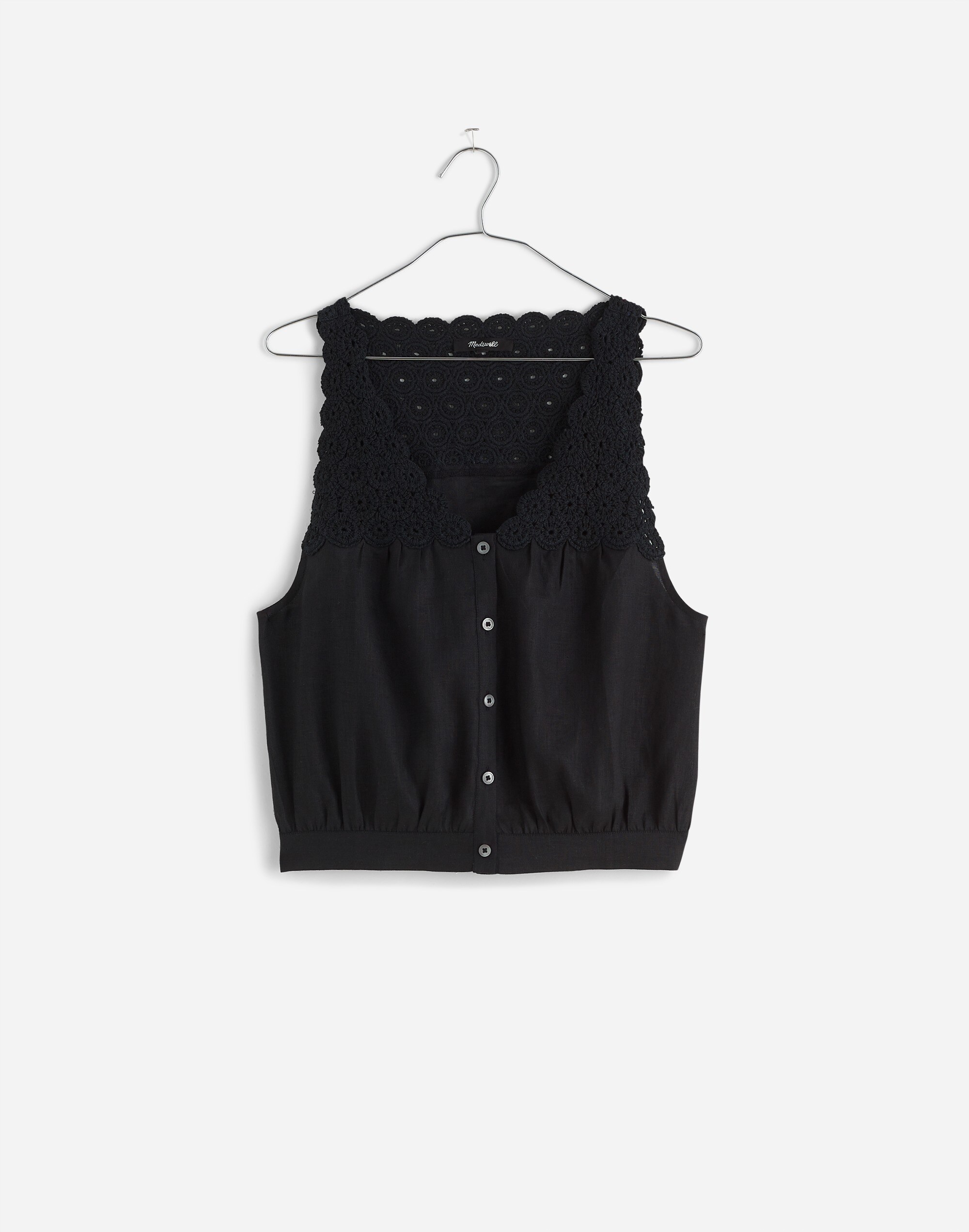 Embroidered V-Neck Bubble Top