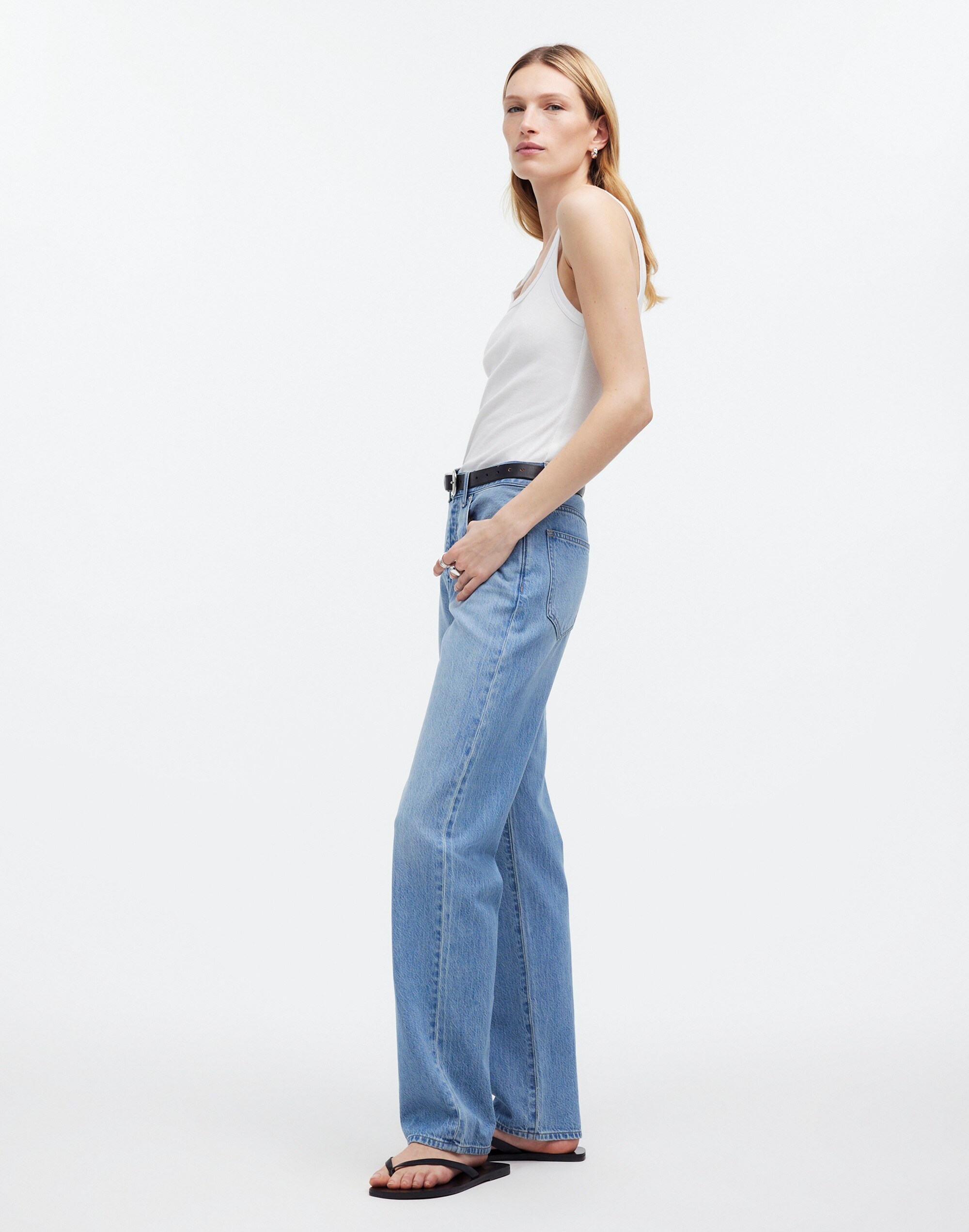 Low-Slung Straight Jeans