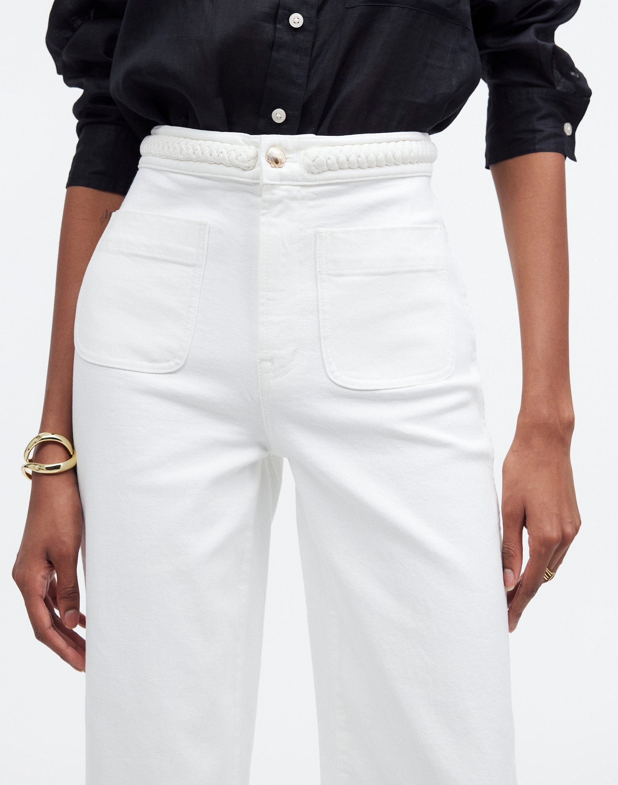 Madewell x Lisa Says Gah! The Perfect Vintage Wide-Leg Crop Jean in Eyelet White
