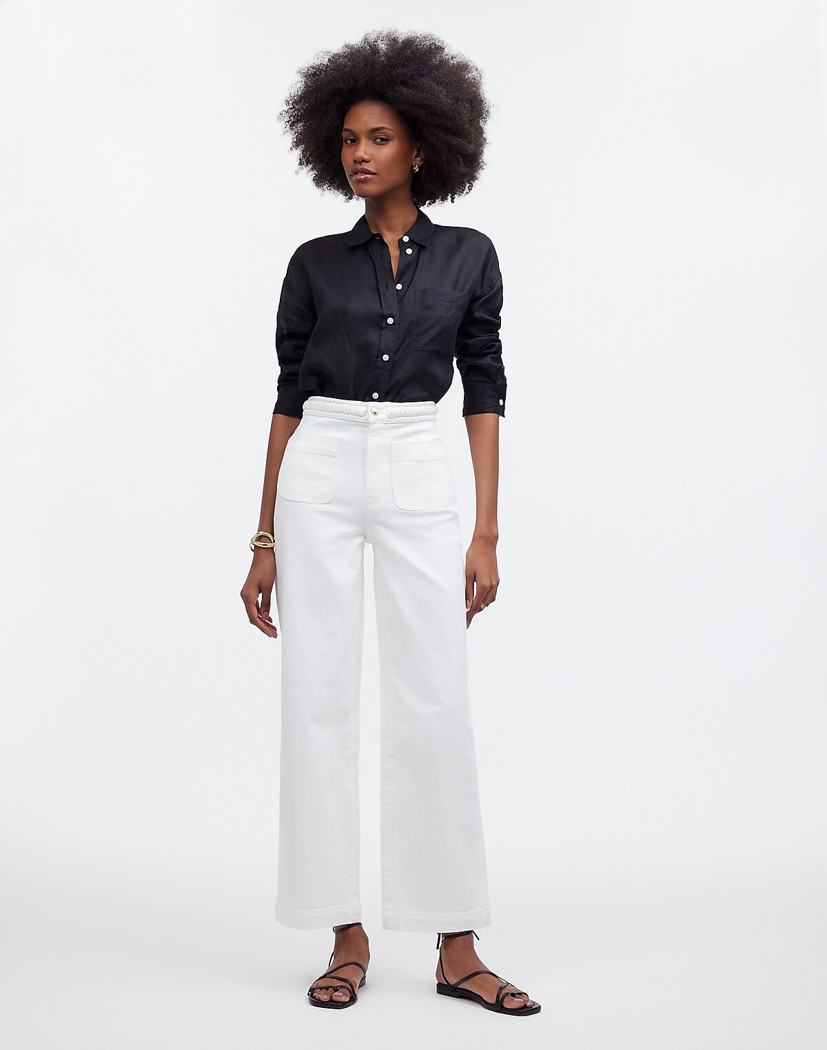 Madewell x Lisa Says Gah! The Perfect Vintage Wide-Leg Crop Jean in Eyelet White
