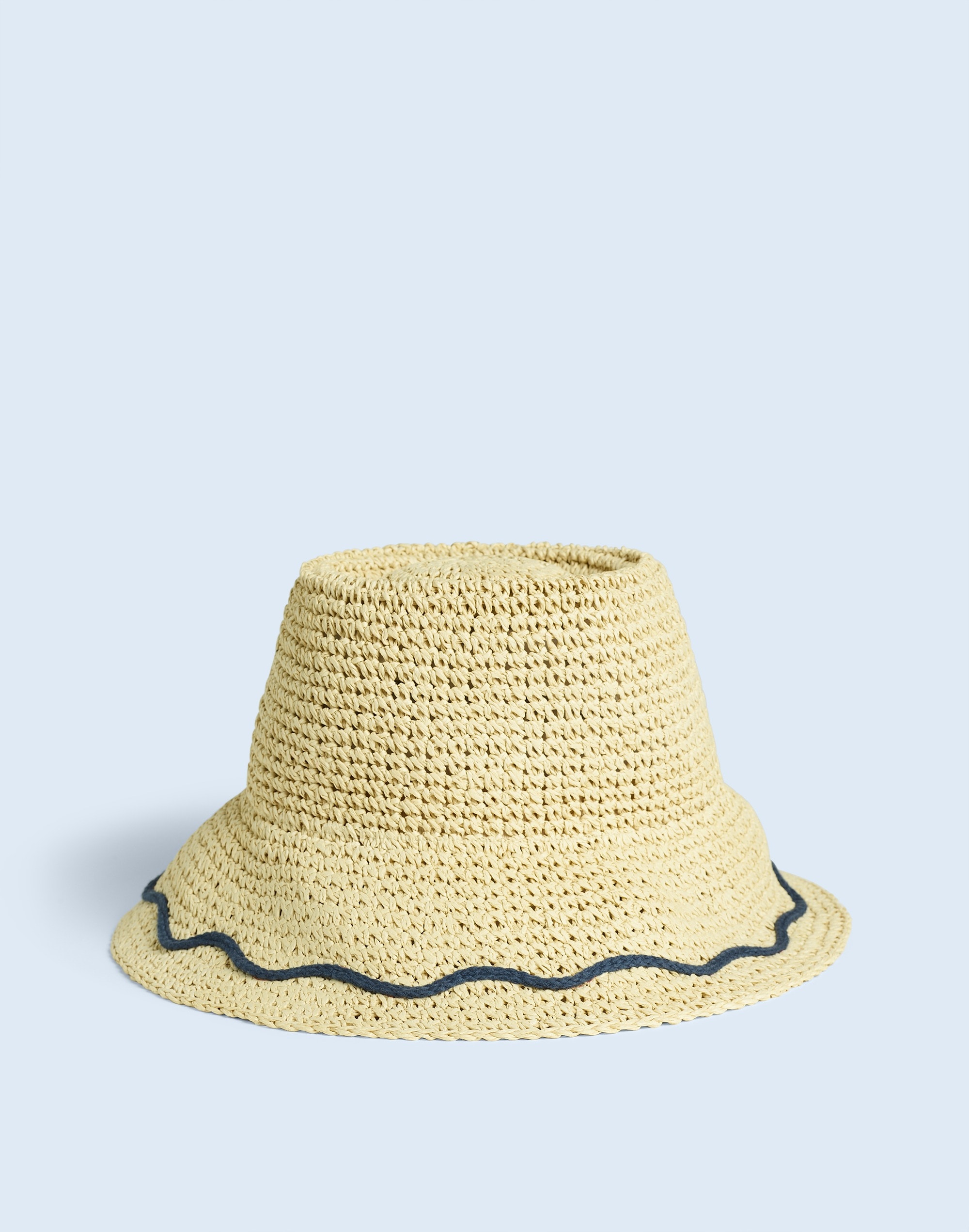 Mw Embroidered Straw Lantern Hat In Lagoon