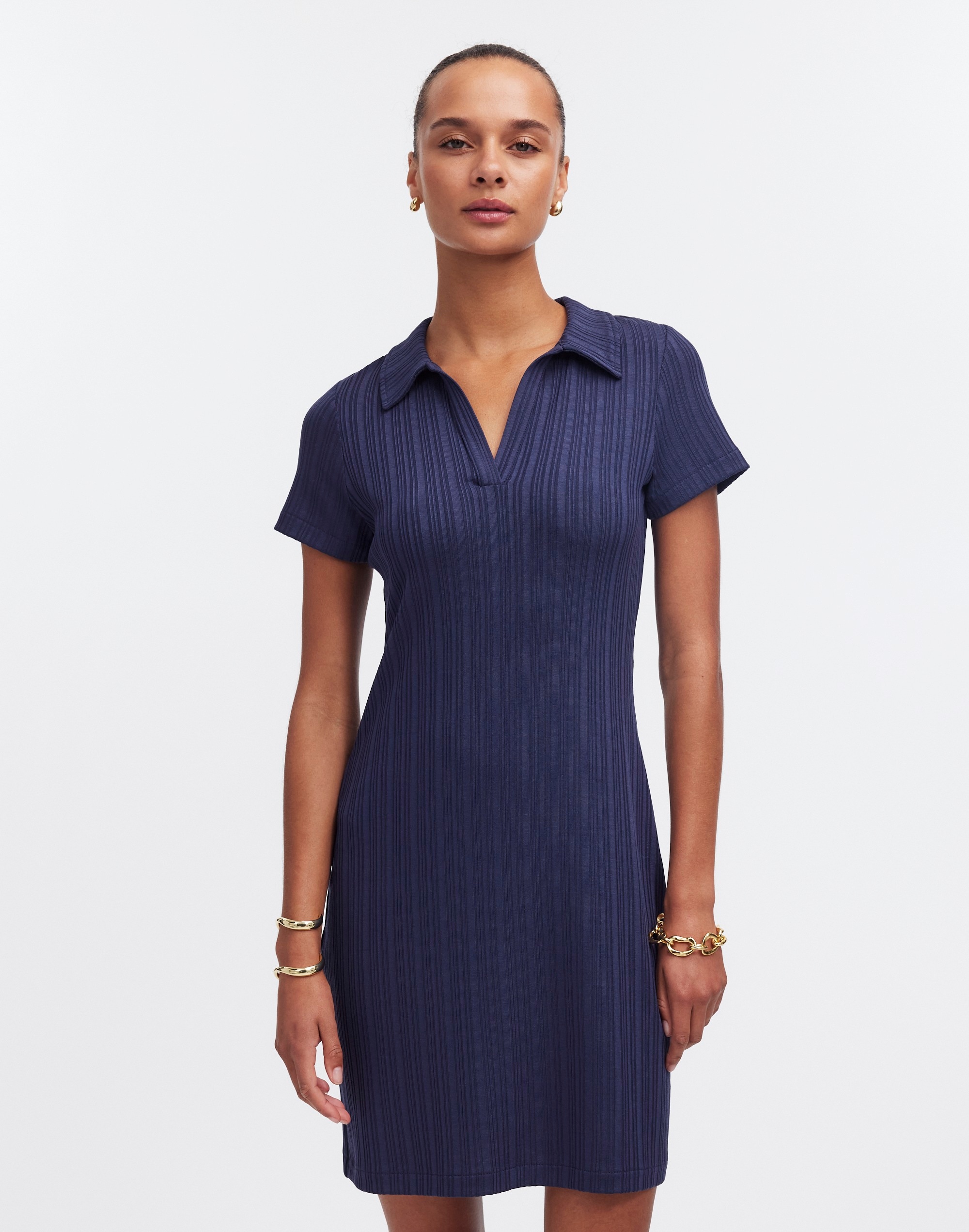 ribbed polo mini dress