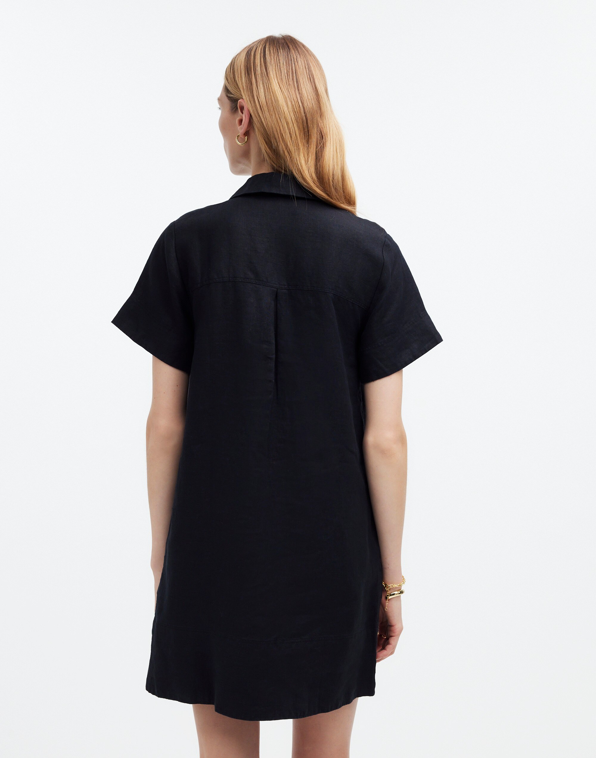 V-Neck Mini Dress in 100% Linen