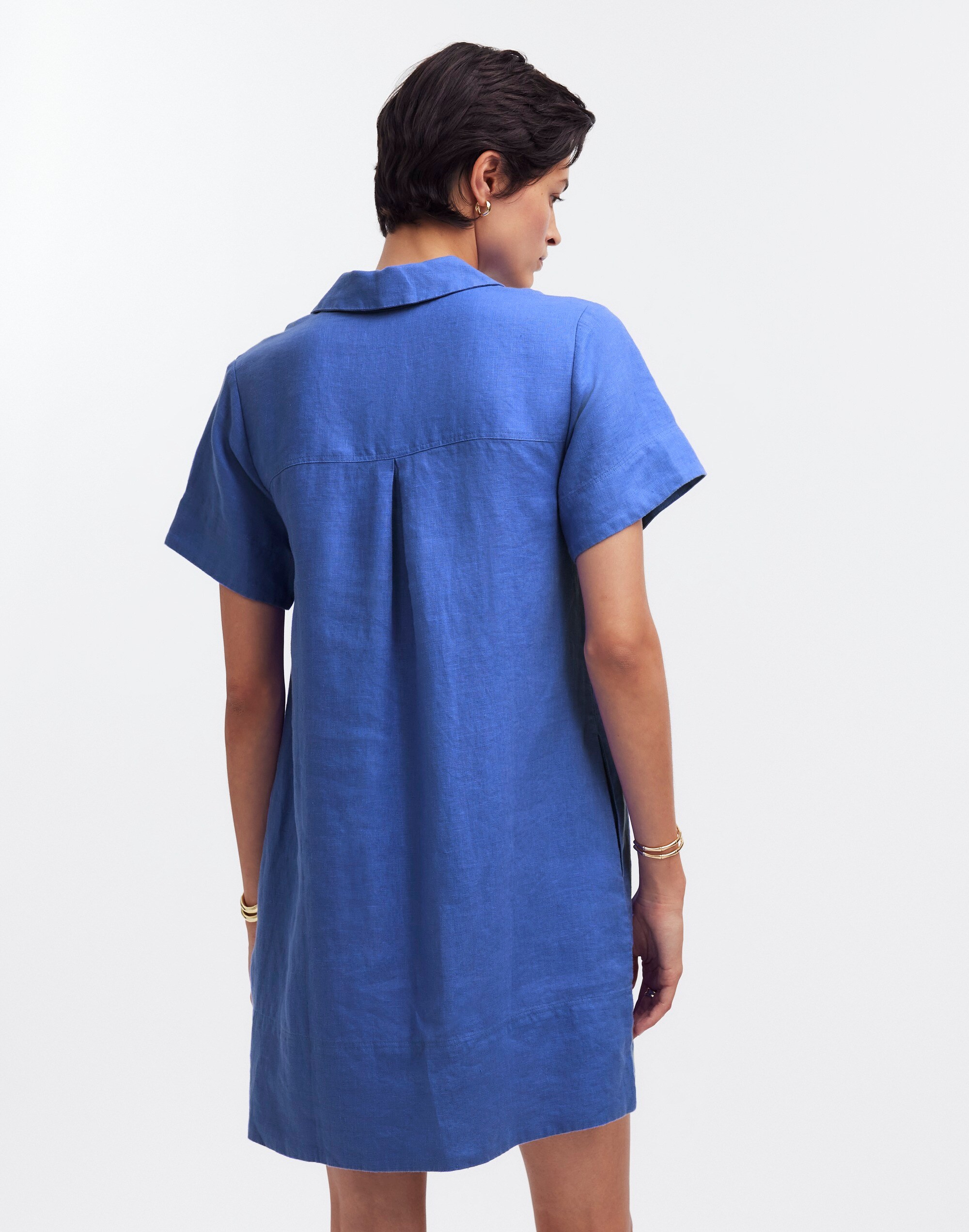 V-Neck Mini Dress in 100% Linen