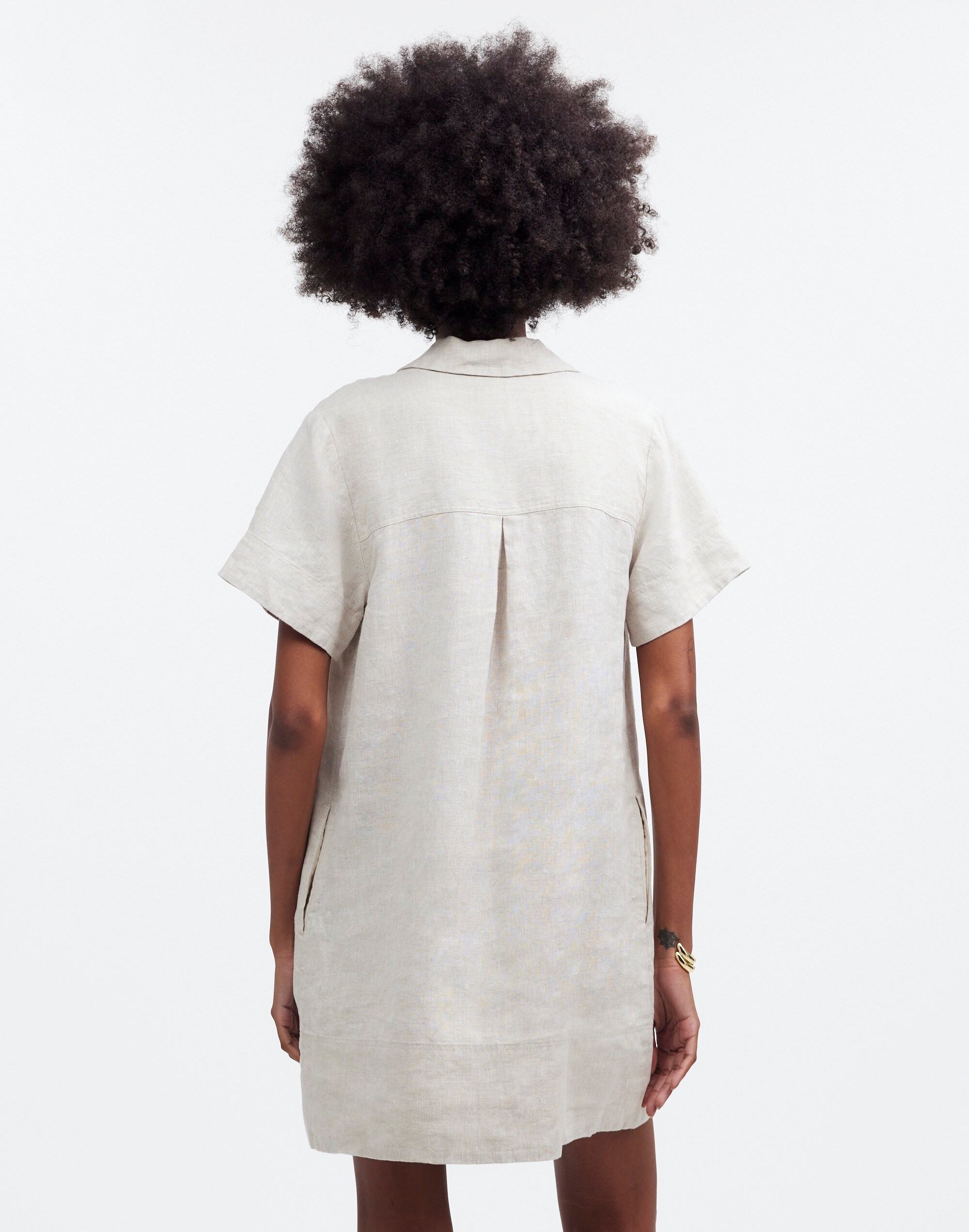 V-Neck Mini Dress in 100% Linen