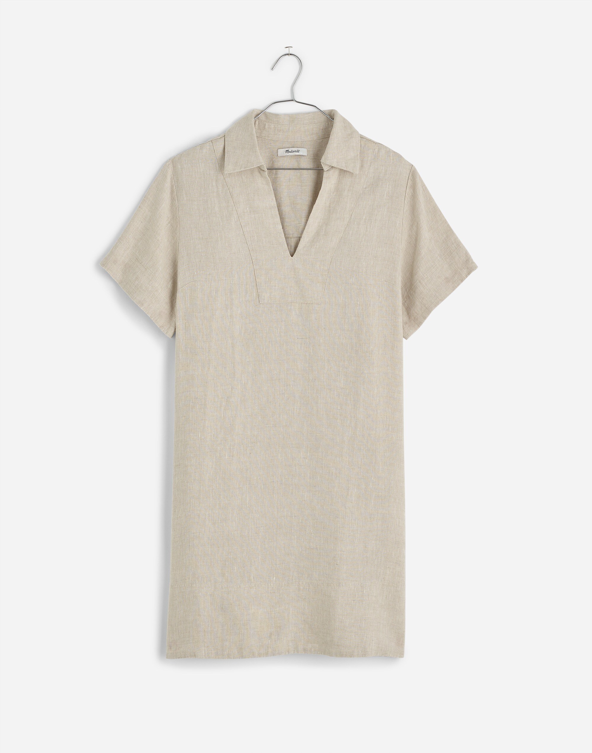 V-Neck Mini Dress in 100% Linen