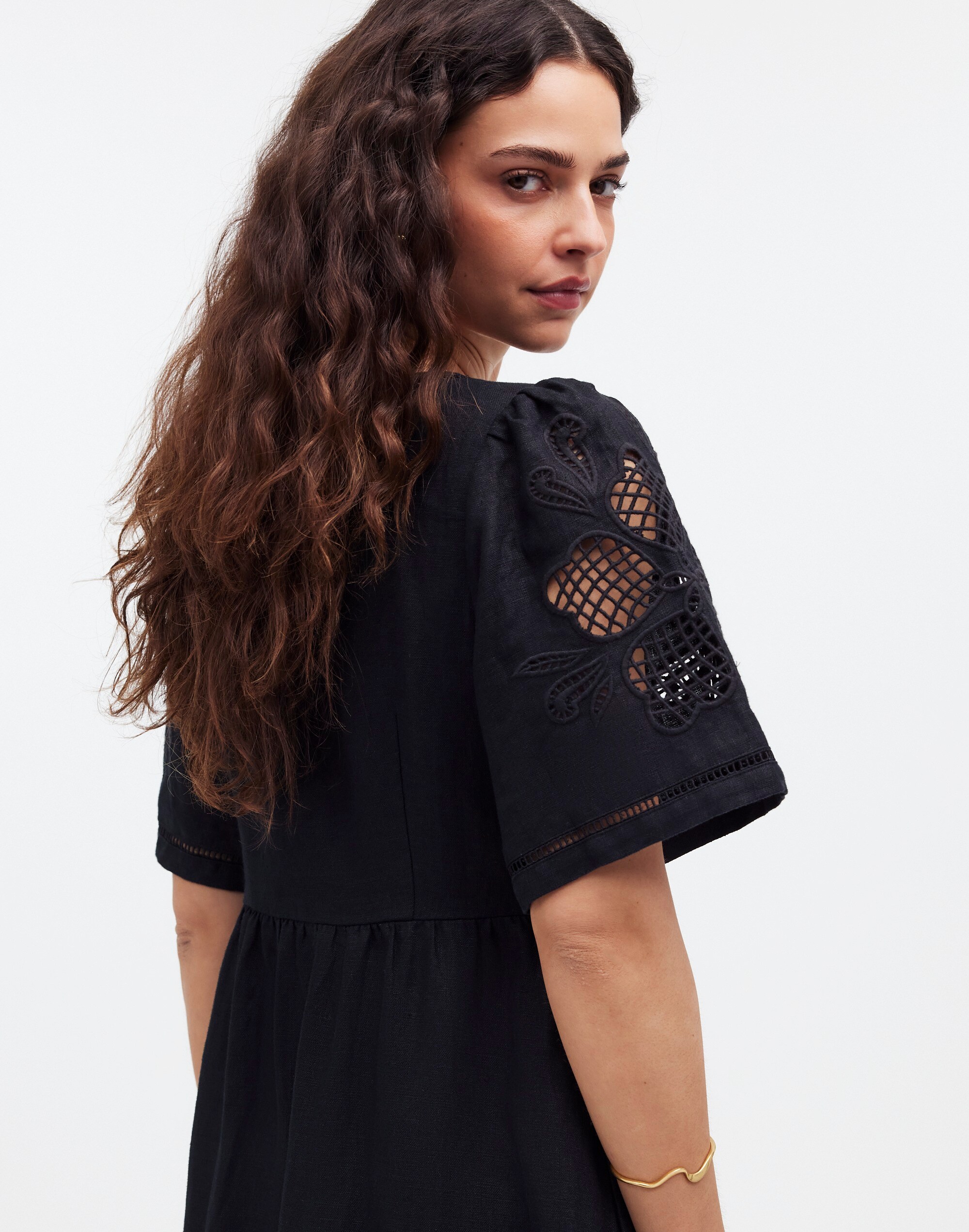 Cassie Button-Front Midi Dress in Linen