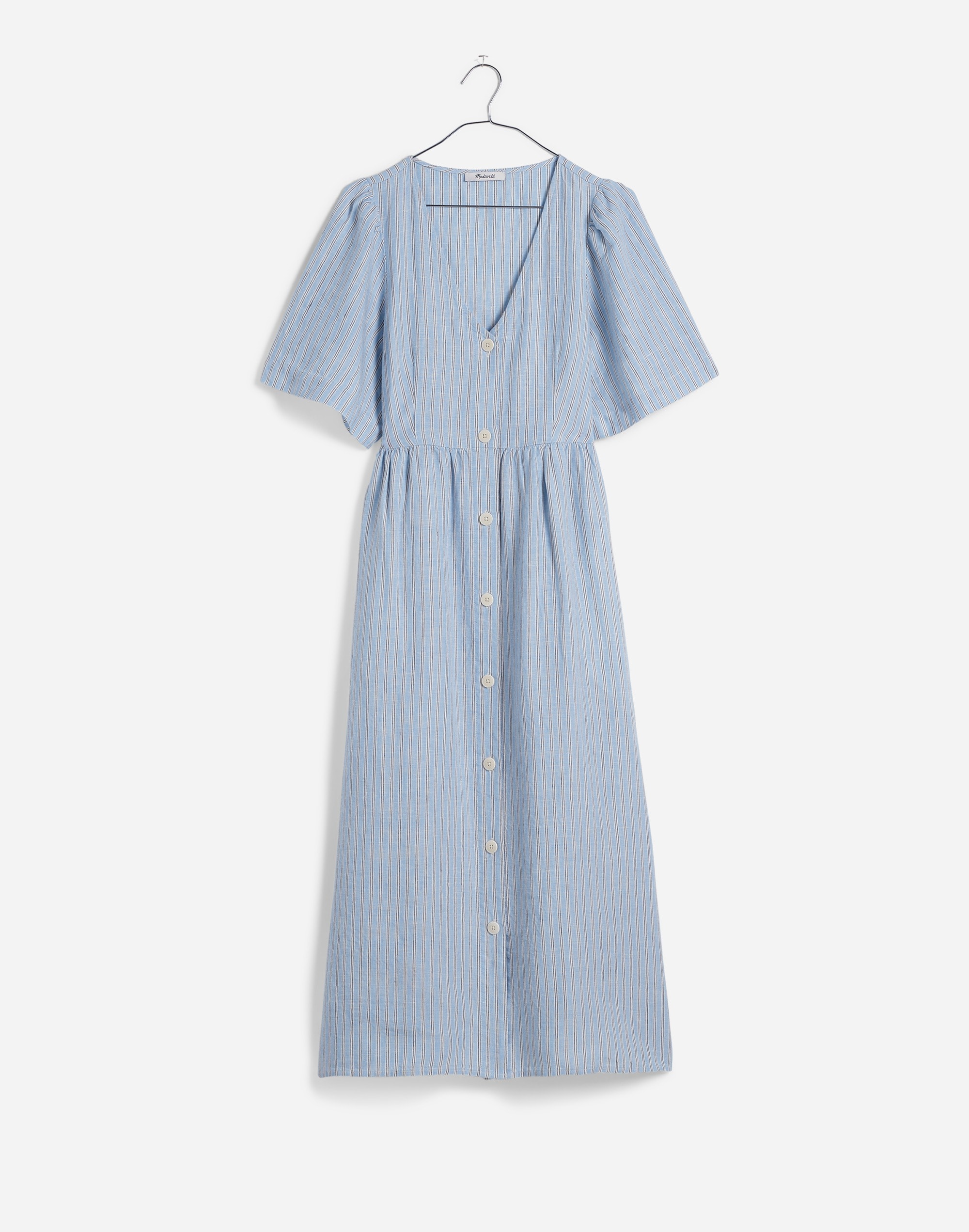 Cassie Button-Front Midi Dress in Linen