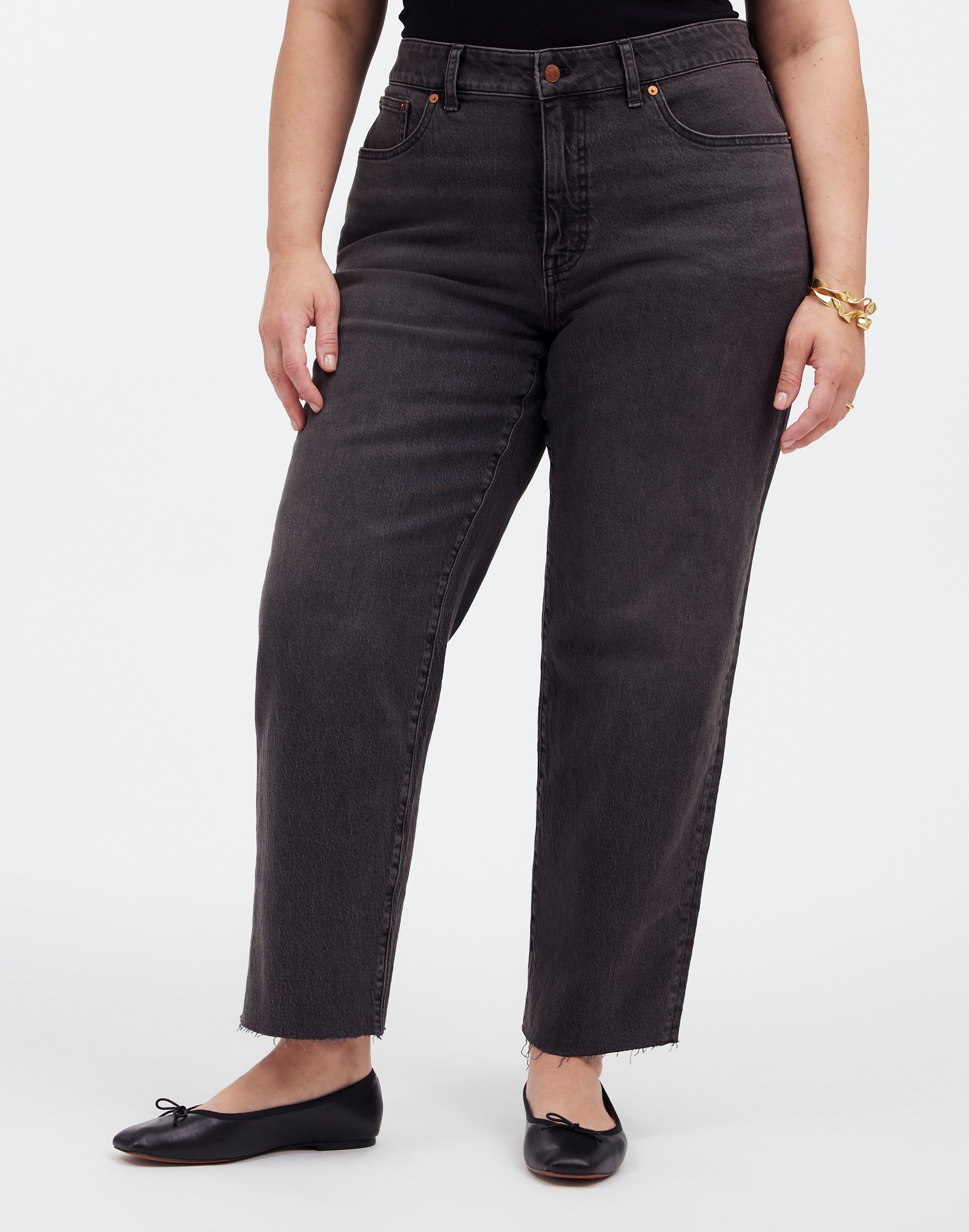 The Plus '90s Straight Crop Jean in Washed Black