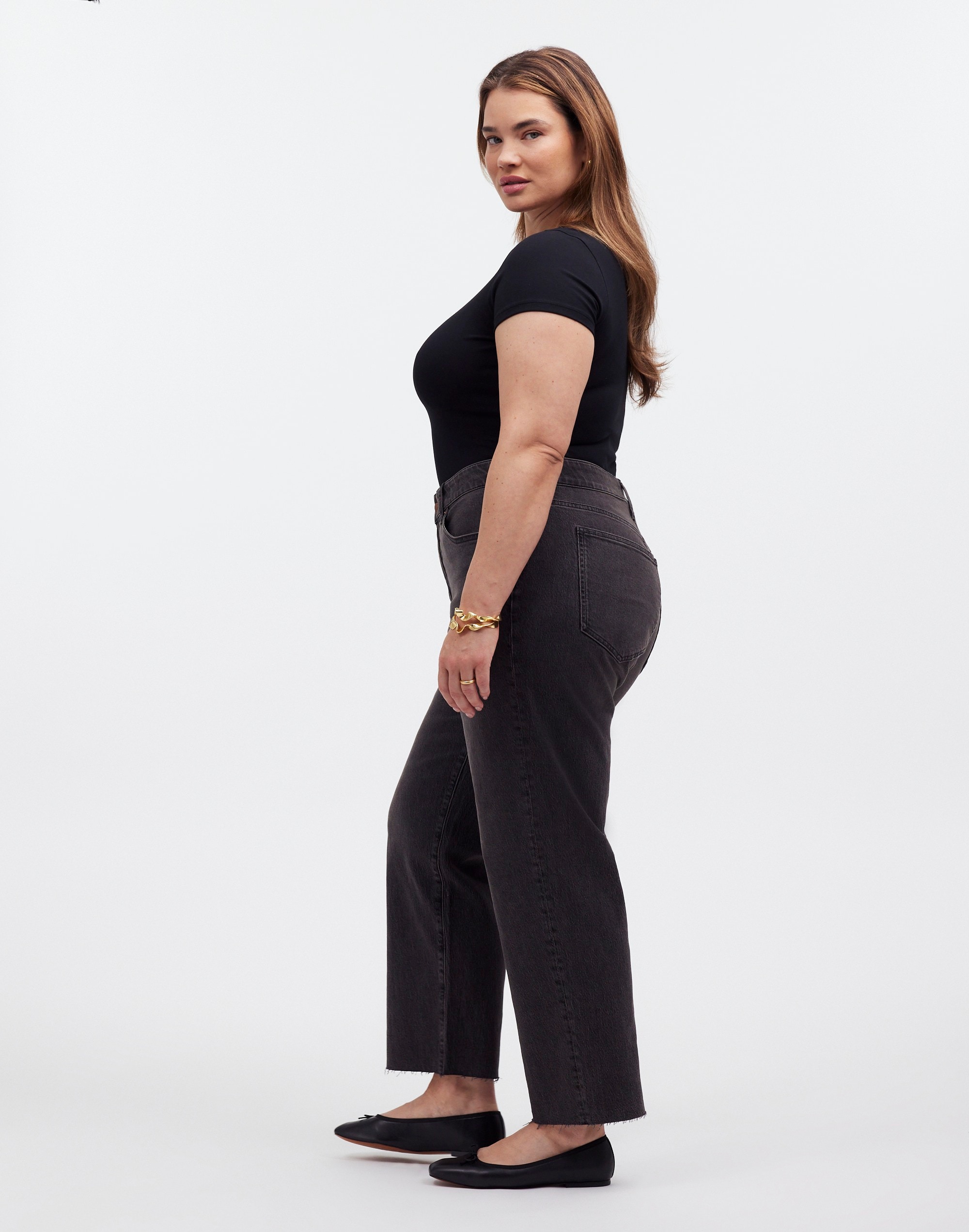 The Plus '90s Straight Crop Jean in Washed Black