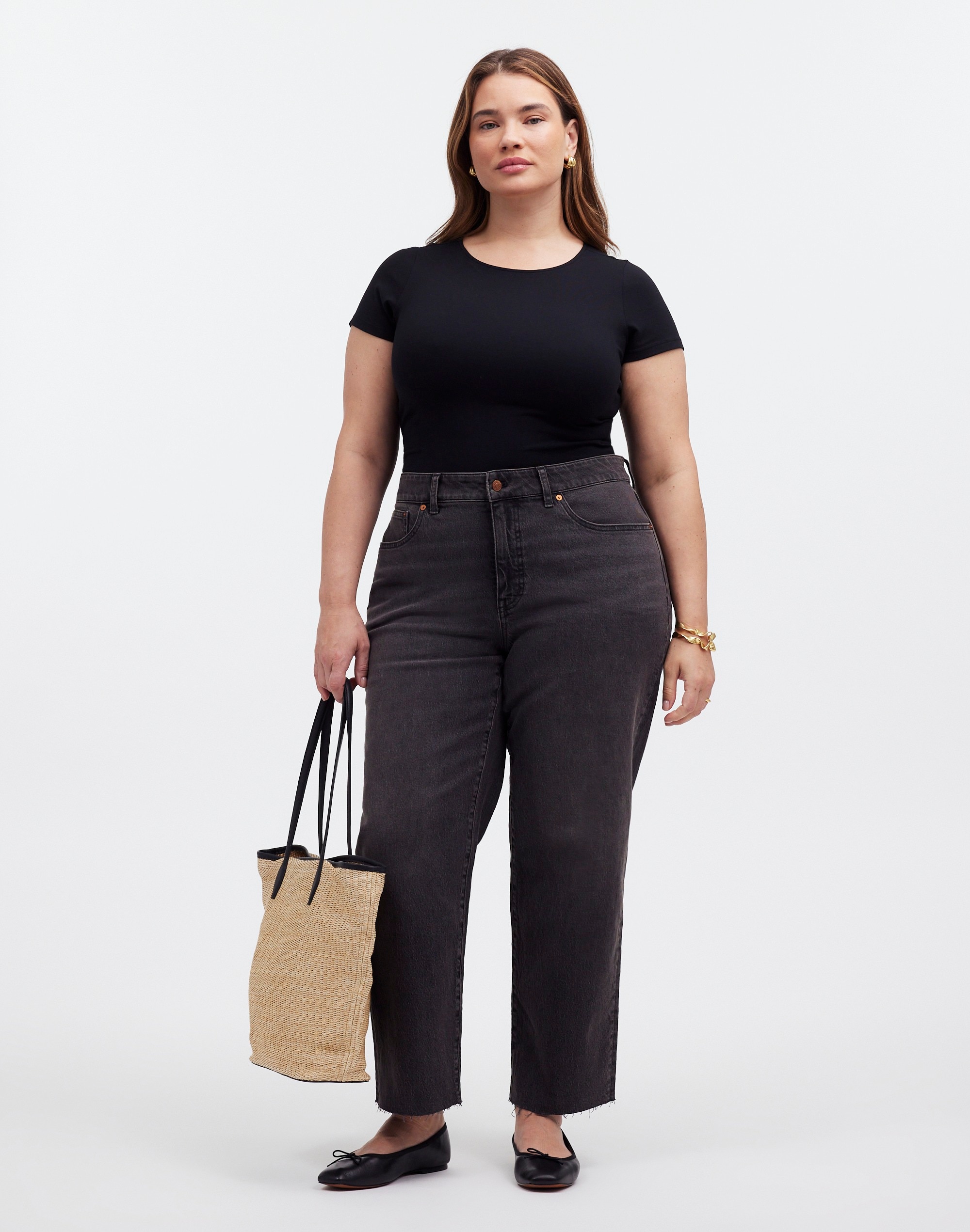 The Plus '90s Straight Crop Jean in Washed Black