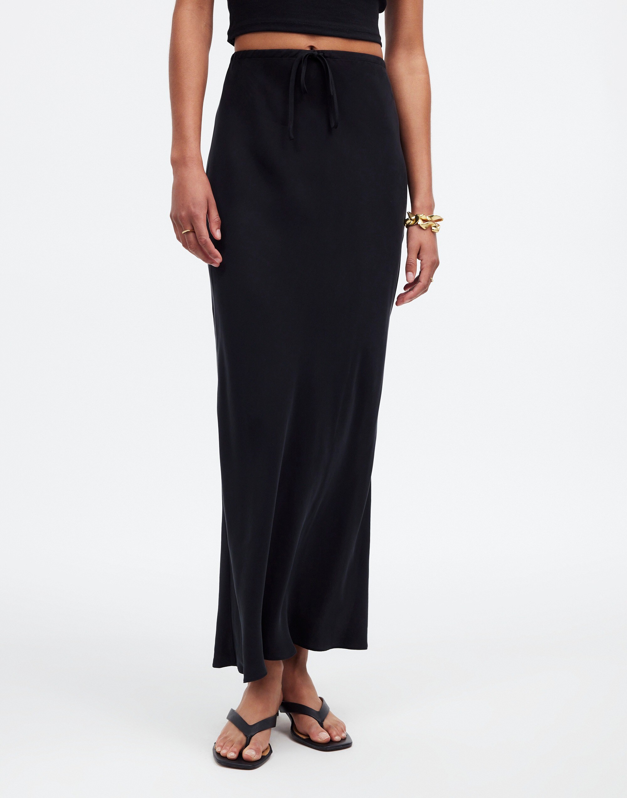 Tie-Waist Maxi Slip Skirt in Cupro Blend
