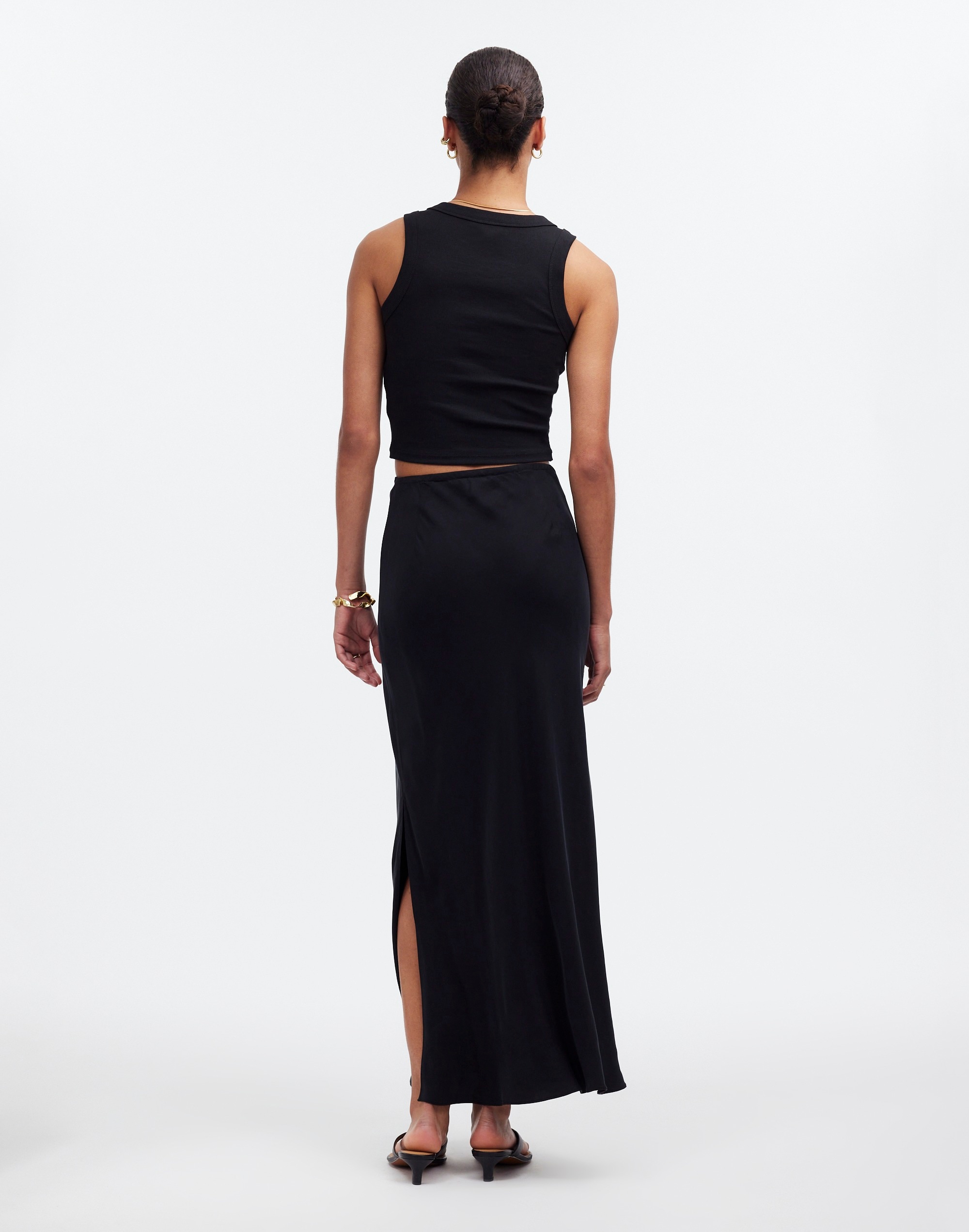 Tie-Waist Maxi Slip Skirt in Cupro Blend