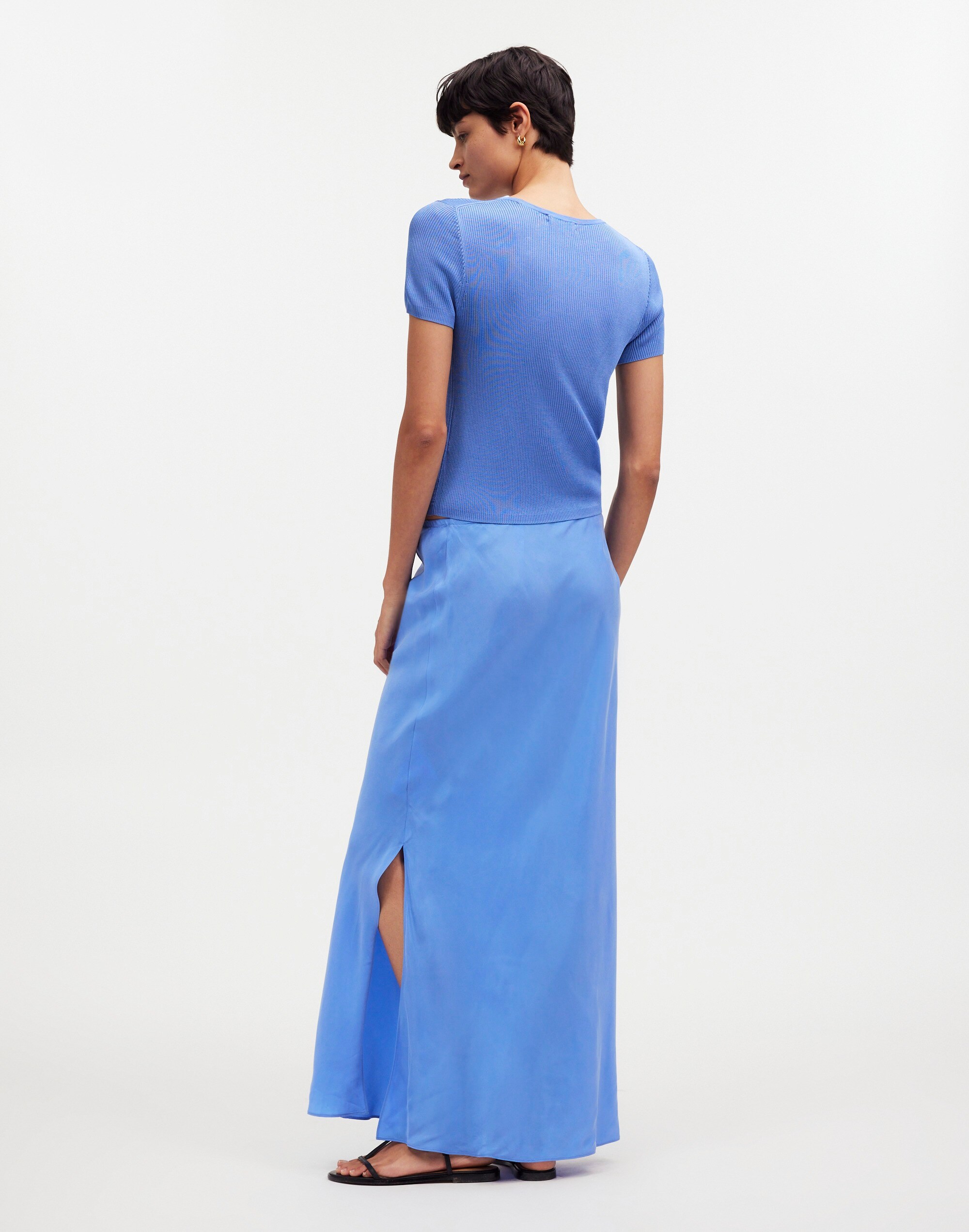 Tie-Waist Maxi Slip Skirt in Cupro Blend