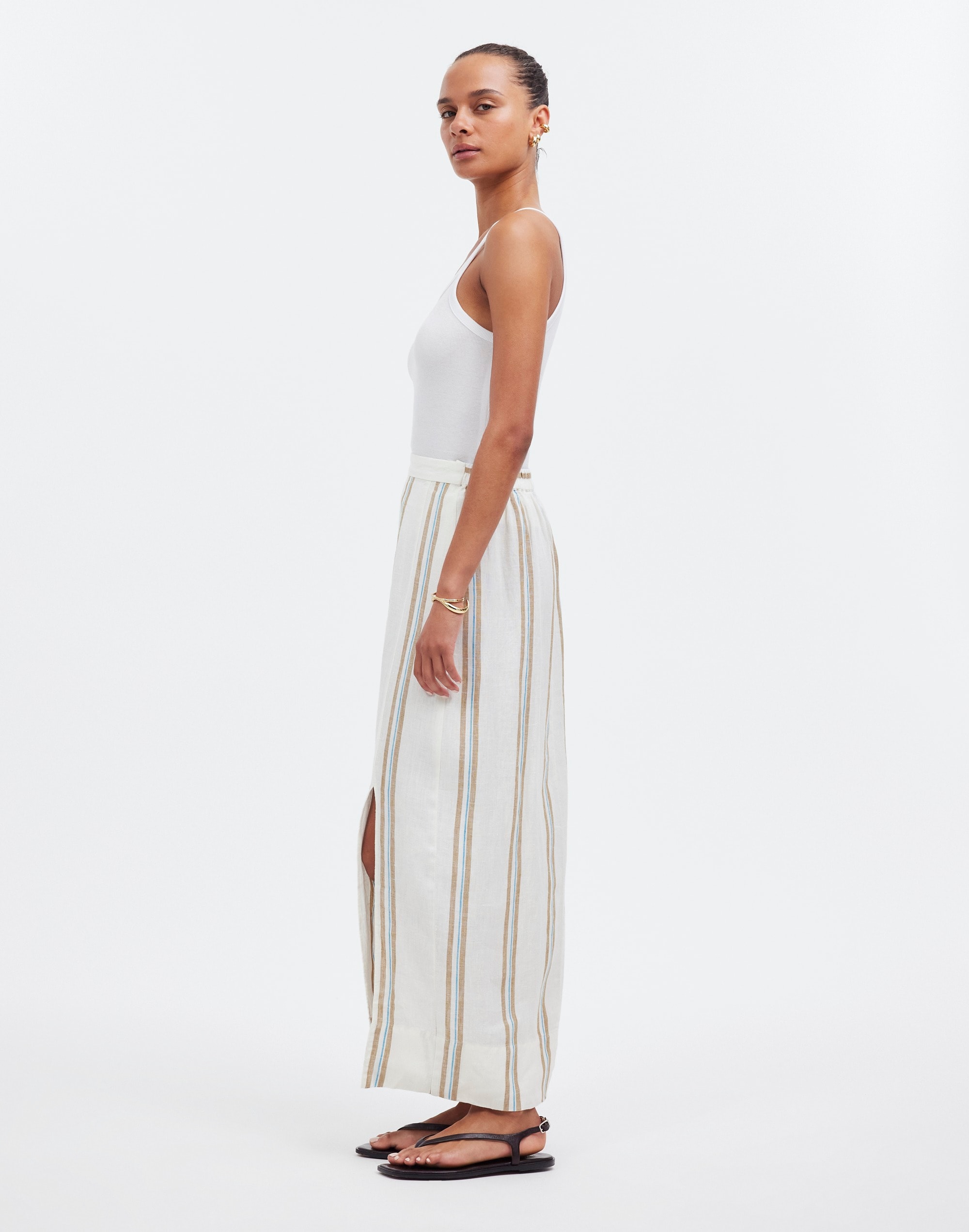 Column Maxi Skirt in 100% Linen