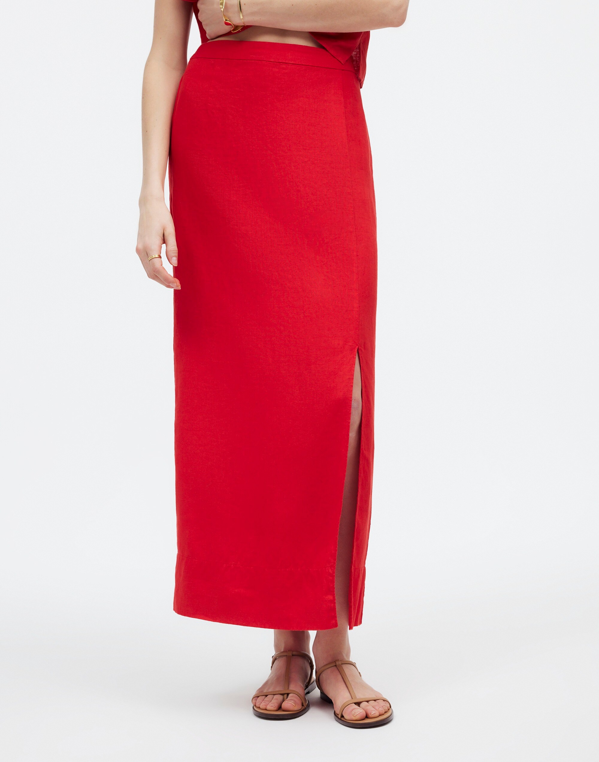 Column Maxi Skirt in 100% Linen