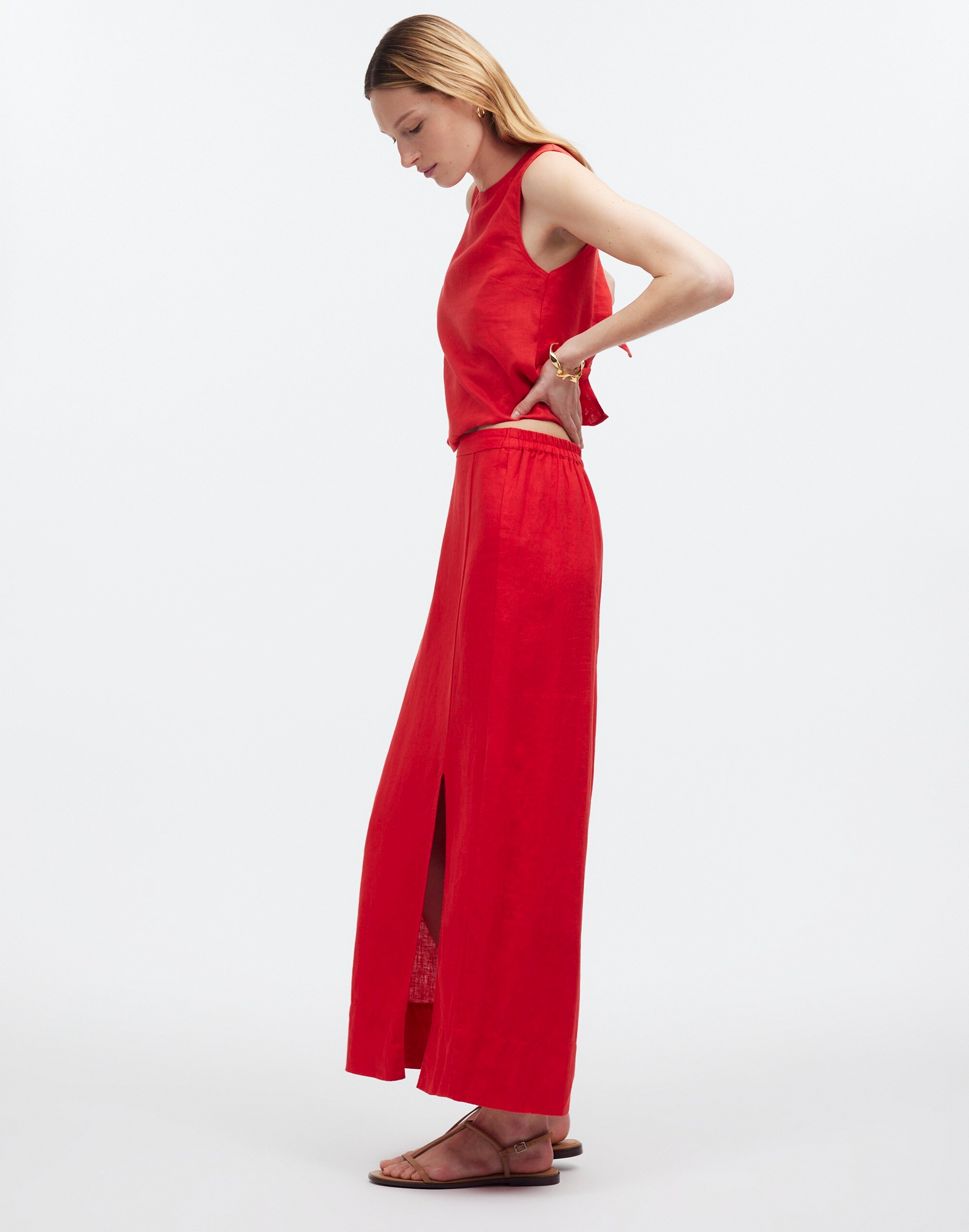 Column Maxi Skirt in 100% Linen