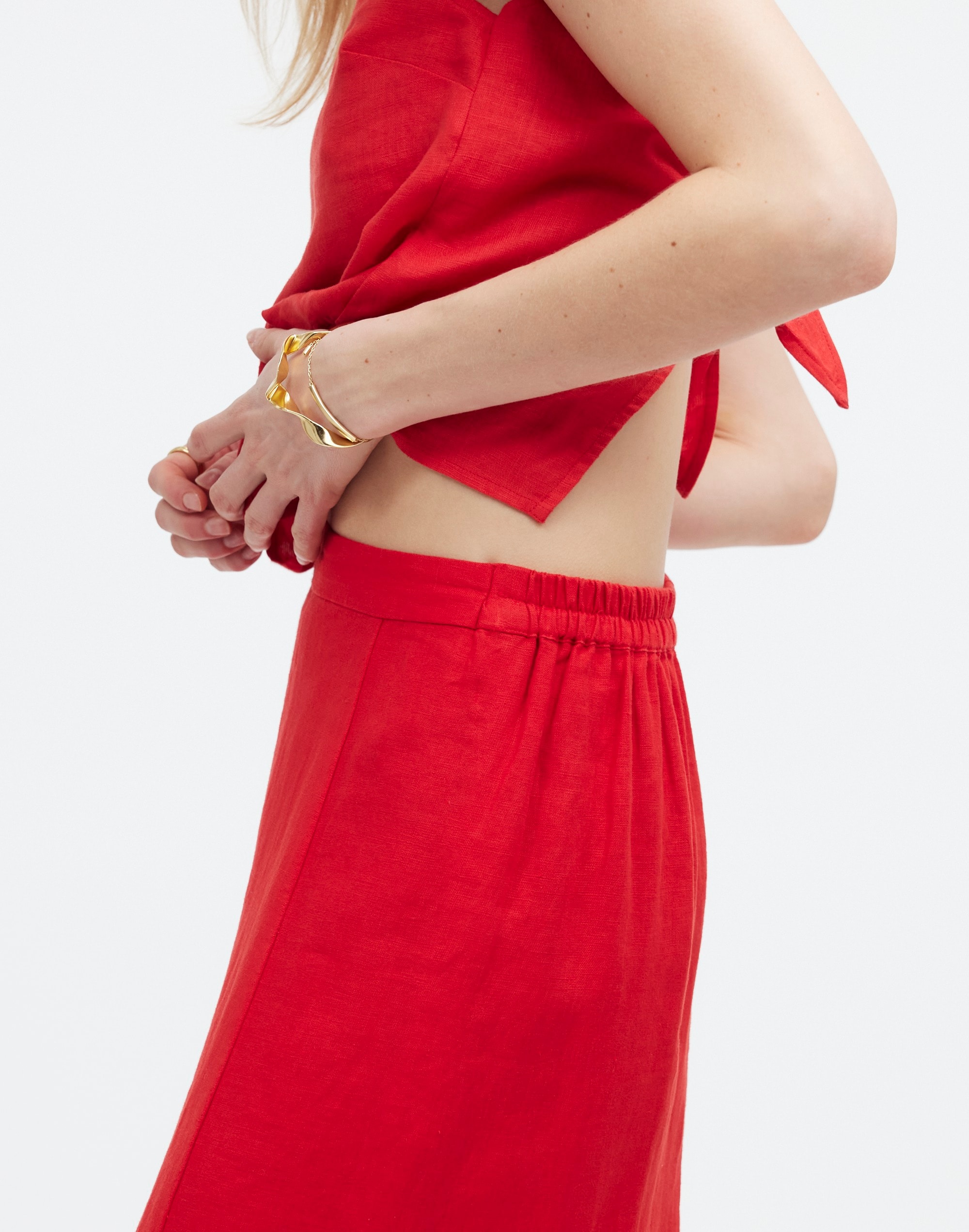 Column Maxi Skirt in 100% Linen