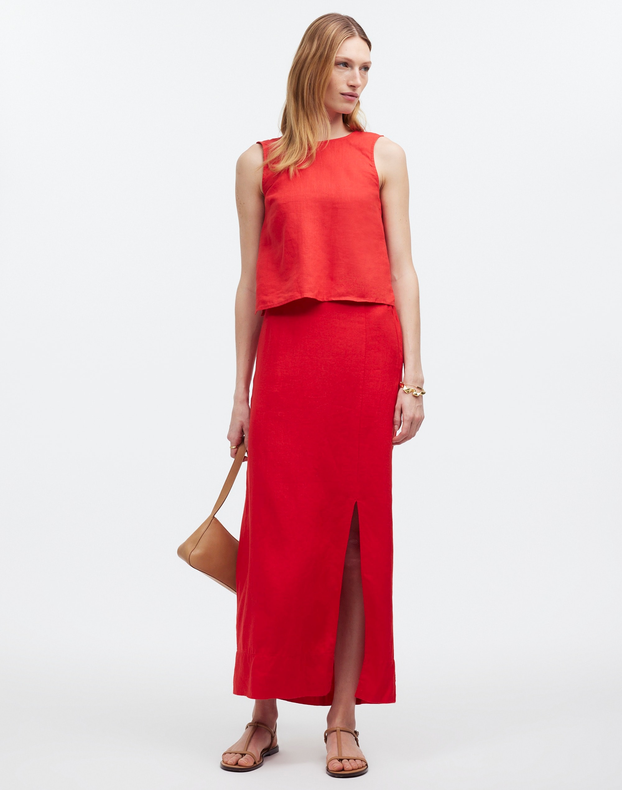 Mw Column Maxi Skirt In Red