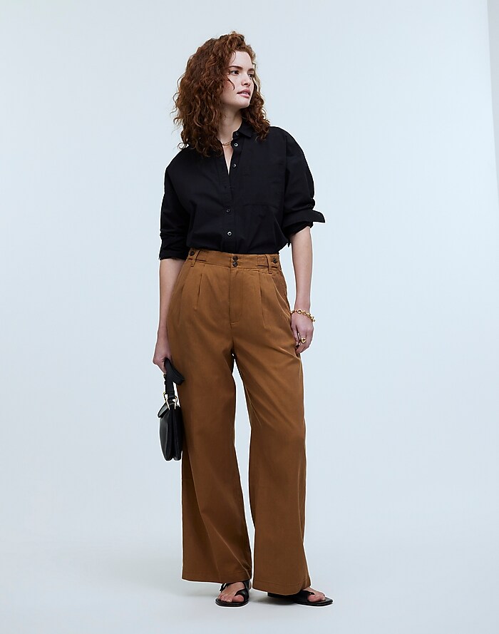 Stretch Twill Cropped Wide Leg Pant, Women'S High Waist Casual Wide Leg  Pants Tummy Control, Wide Leg Cropped Pants for Women (Black,Medium) :  : Clothing, Shoes & Accessories