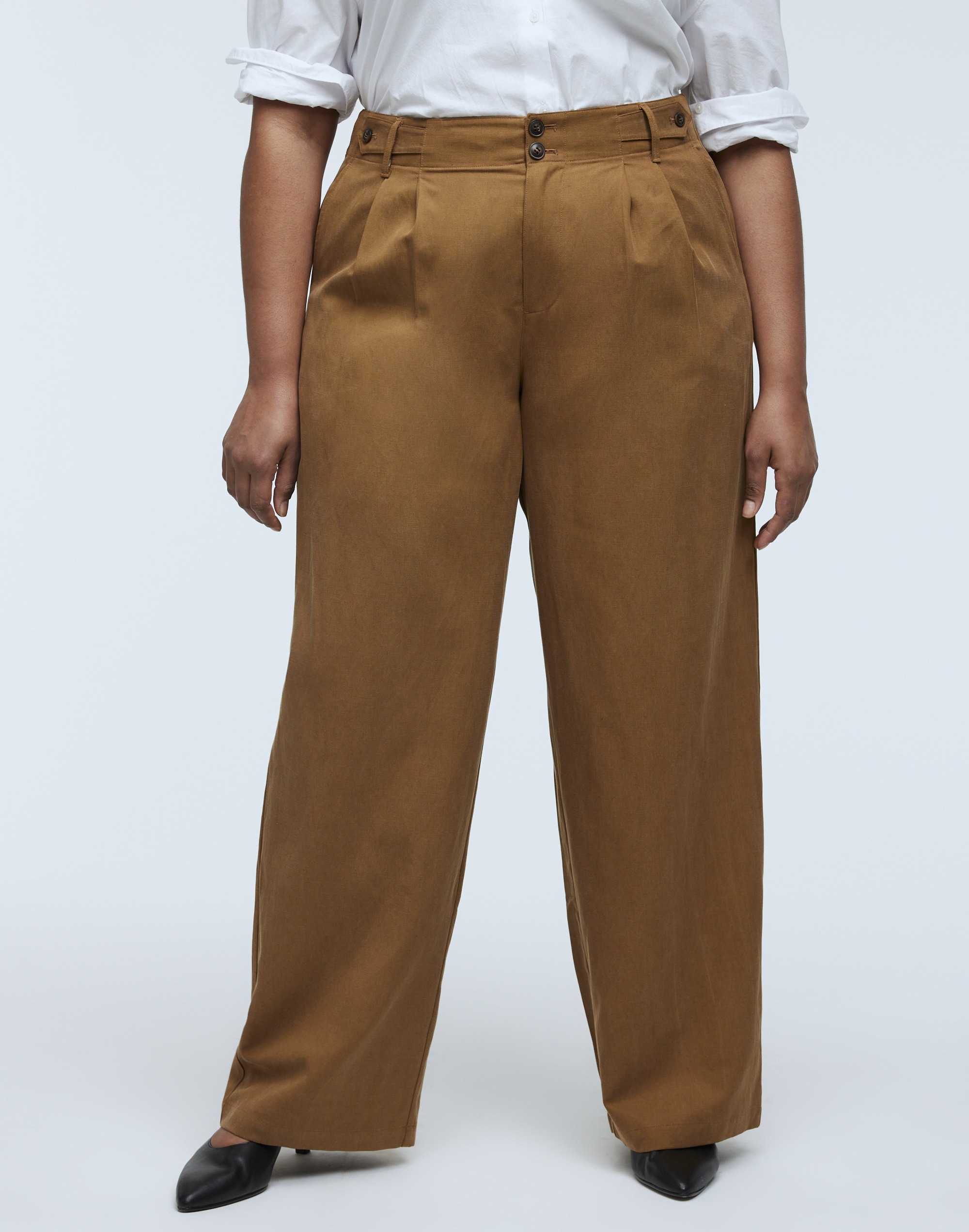 The Plus Curvy Harlow Wide-Leg Pant in Drapey Twill