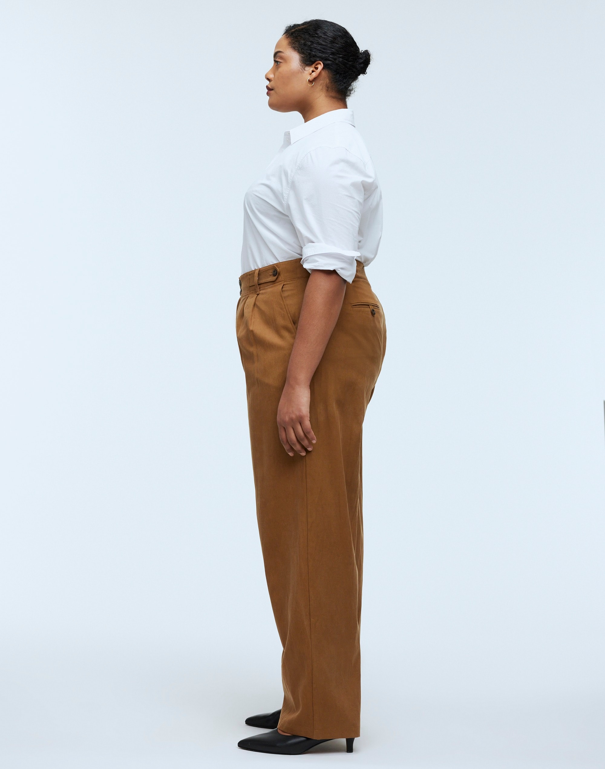 The Plus Curvy Harlow Wide-Leg Pant in Drapey Twill