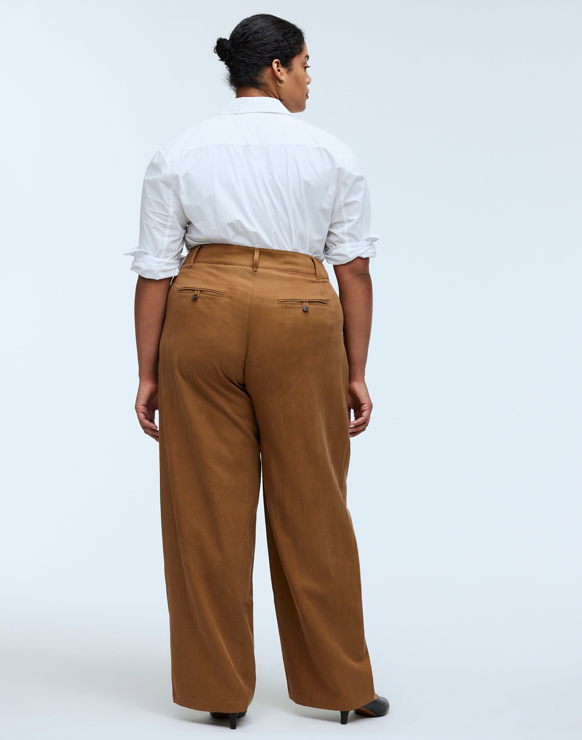 The Plus Curvy Harlow Wide-Leg Pant in Drapey Twill