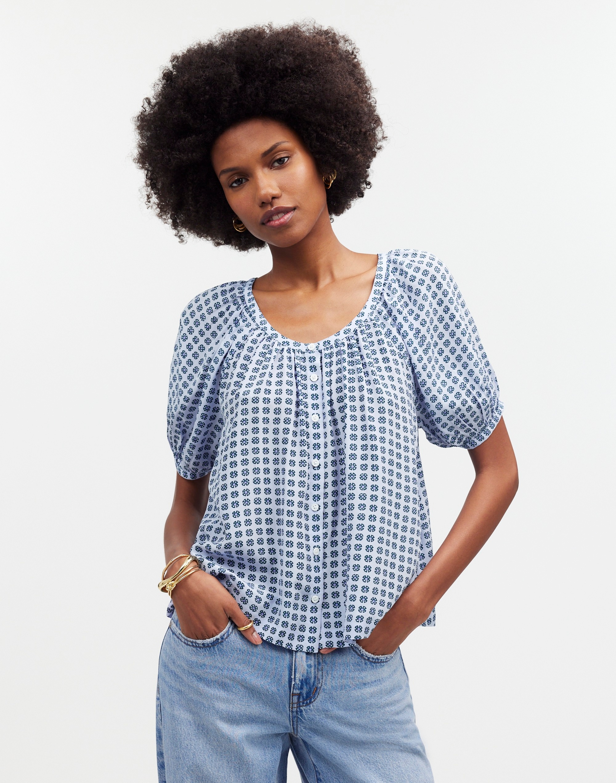 Puff-Sleeve A-Line Top