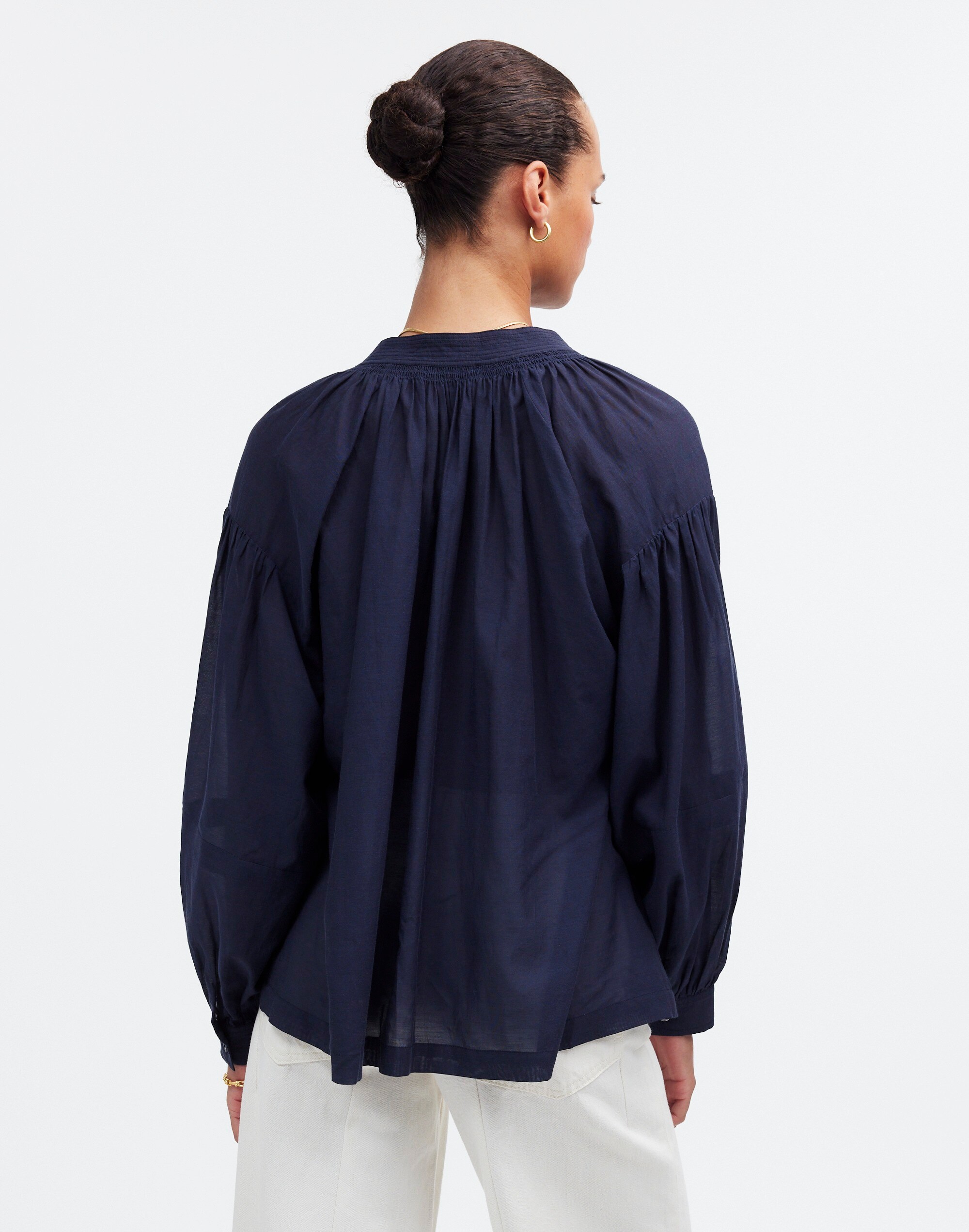 Shirred Long-Sleeve Top