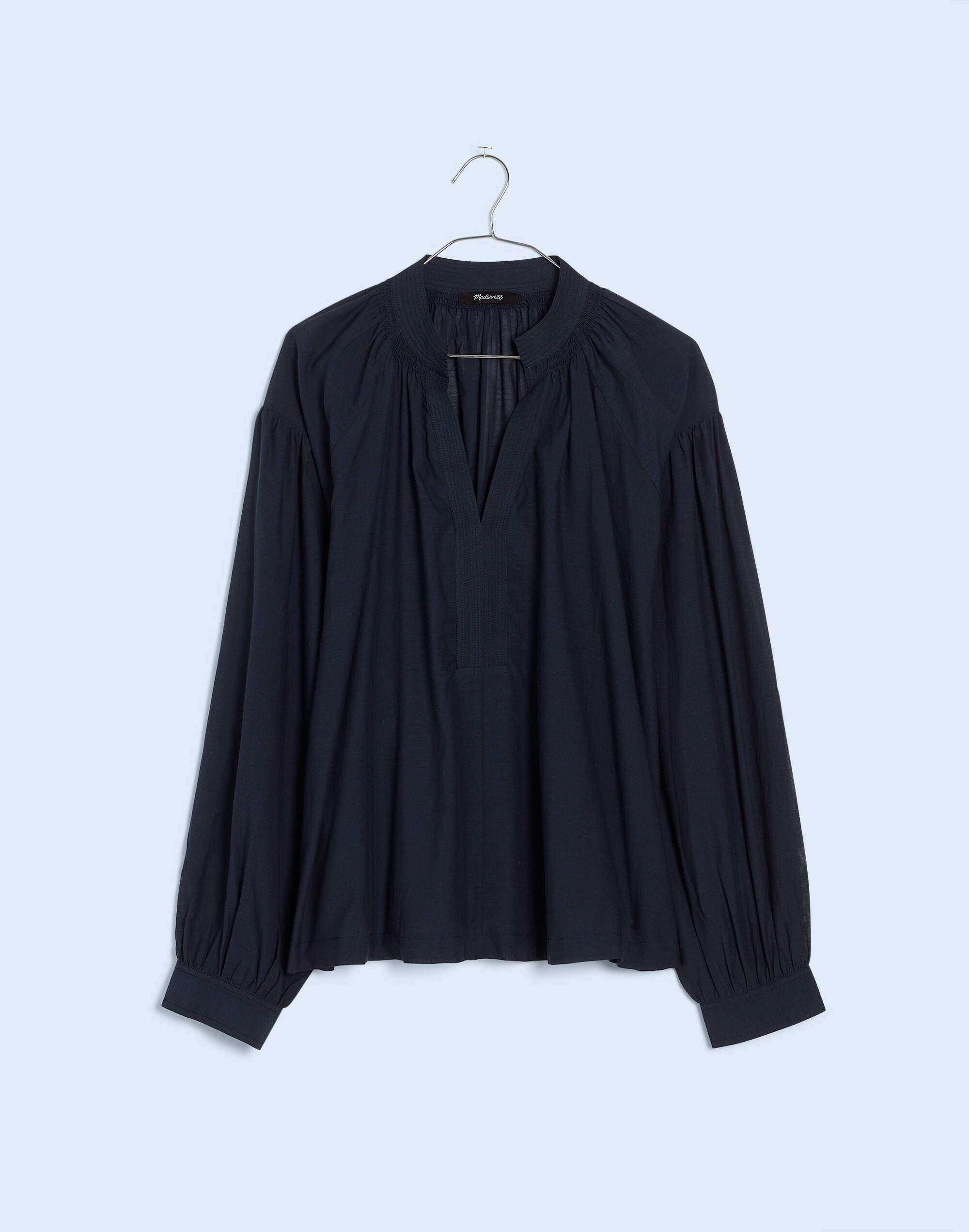Shirred Long-Sleeve Top