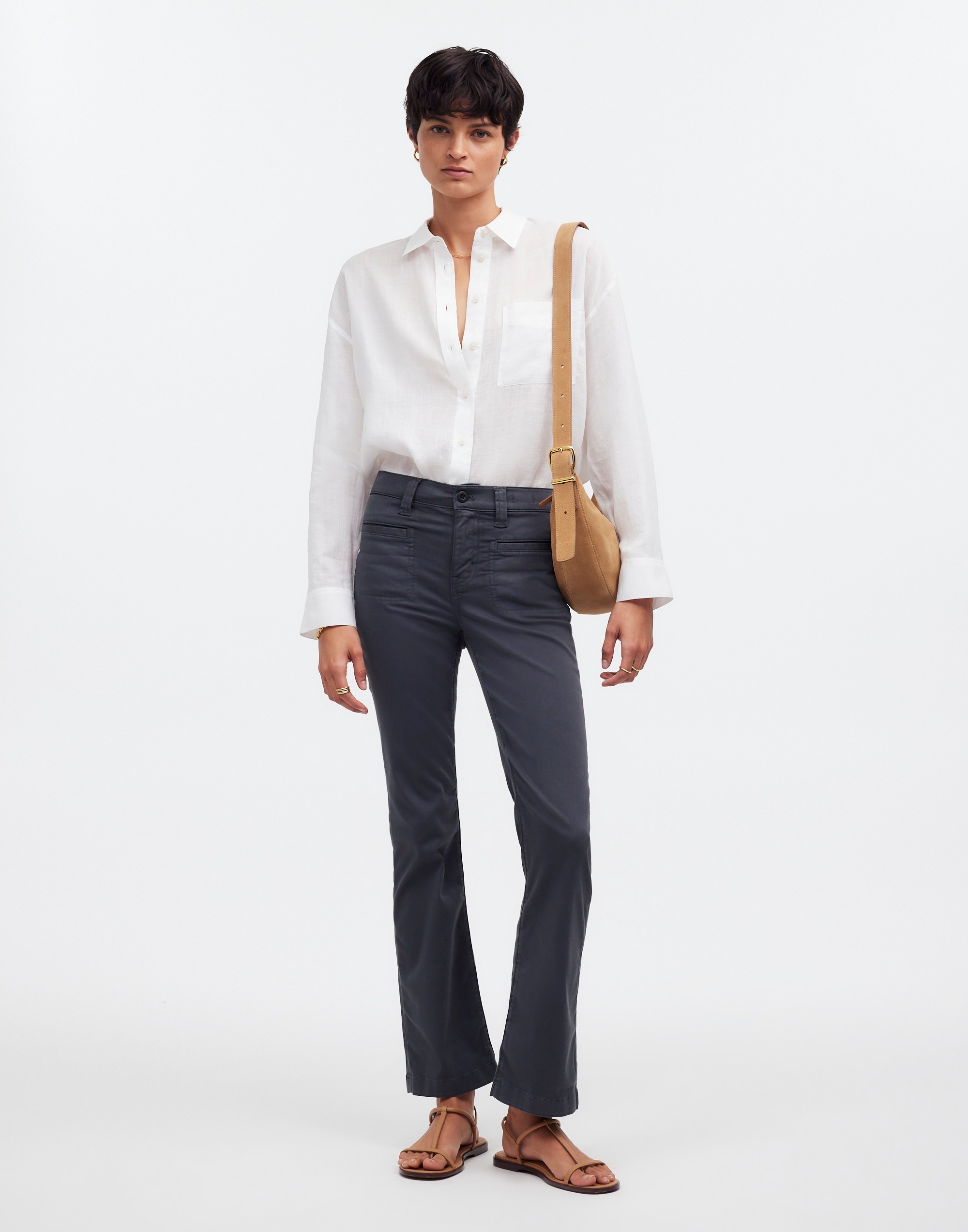 tall kick out crop pants in garment-dyed sateen