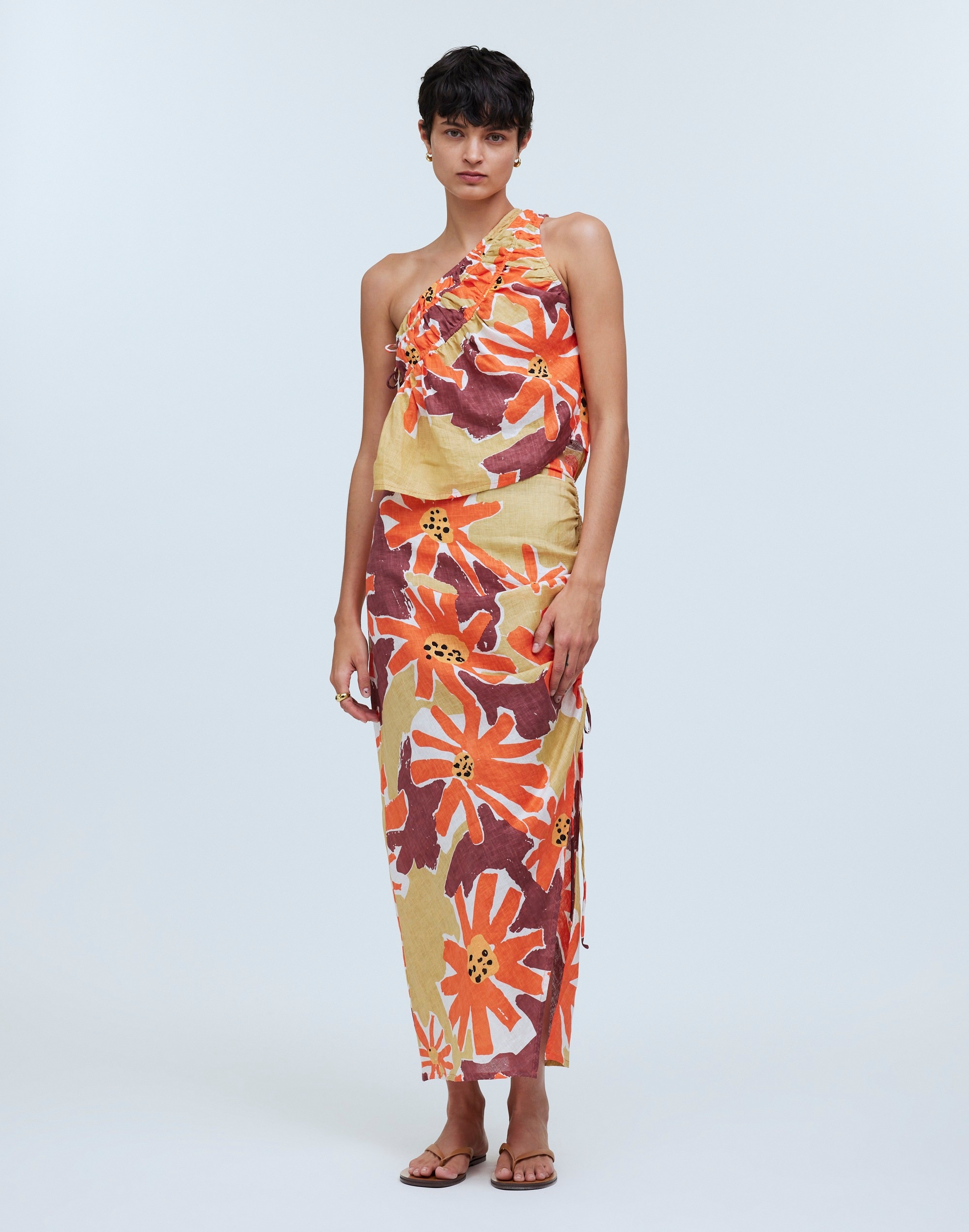 zulu &amp; zephyr wildflower linen midi skirt
