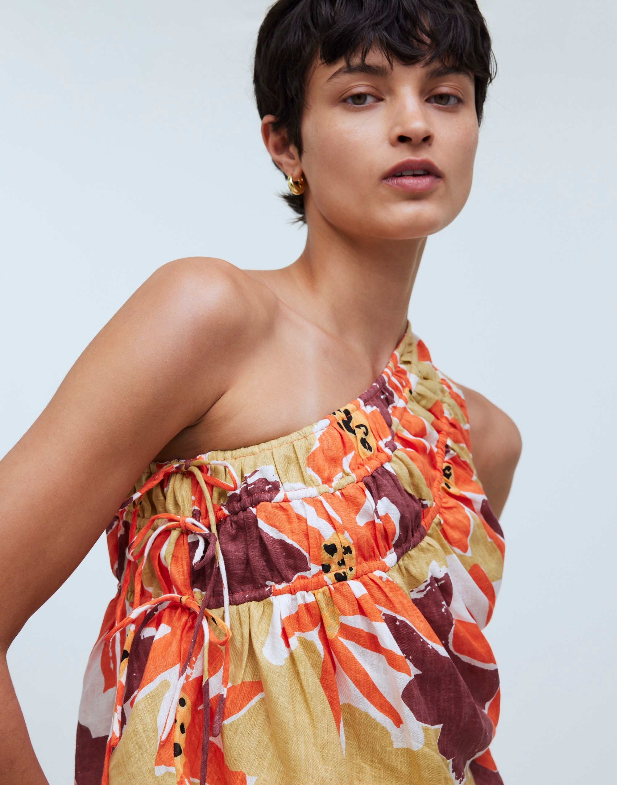 zulu &amp; zephyr ruched one-shoulder crop top