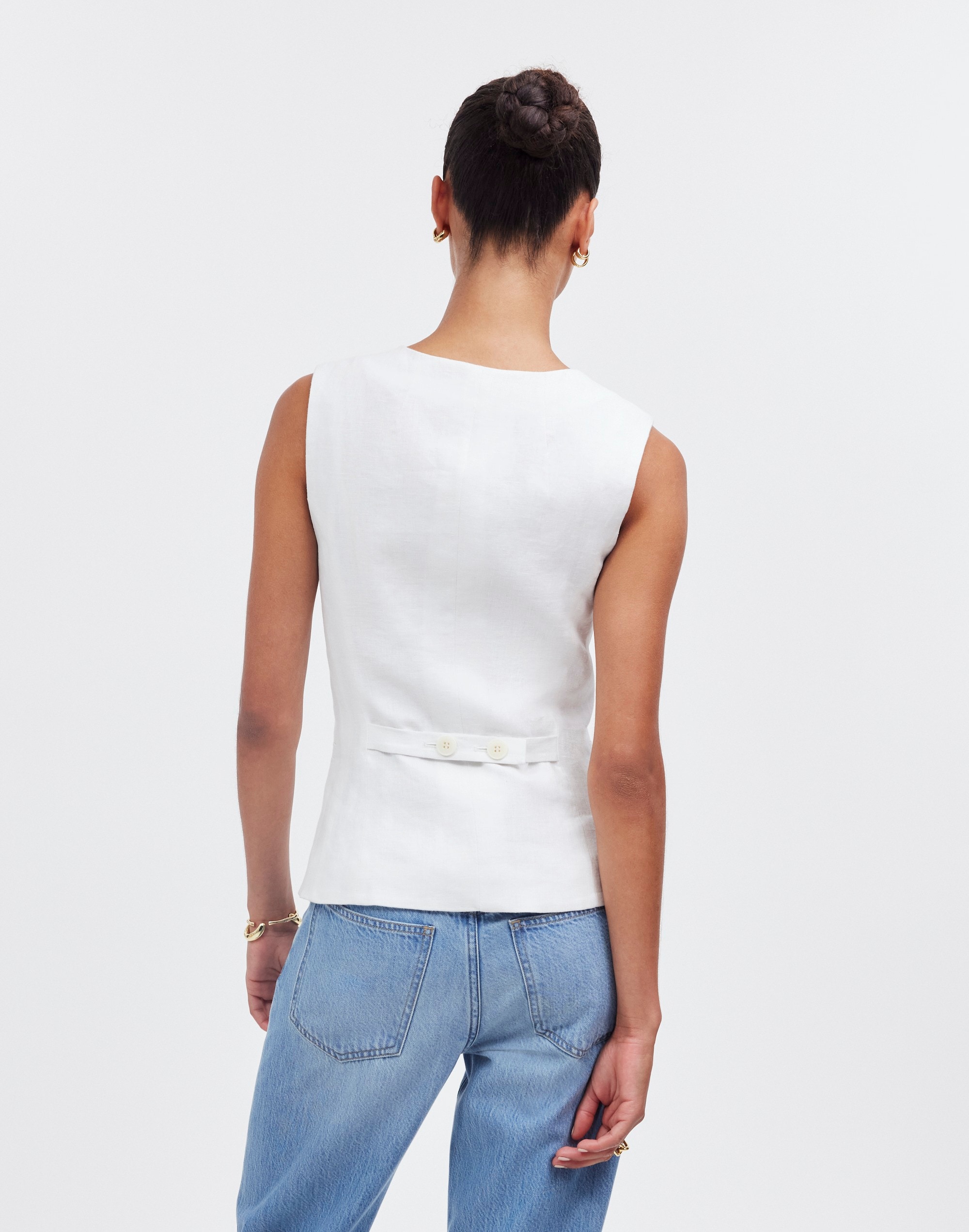 Cutaway Long Vest in 100% Linen