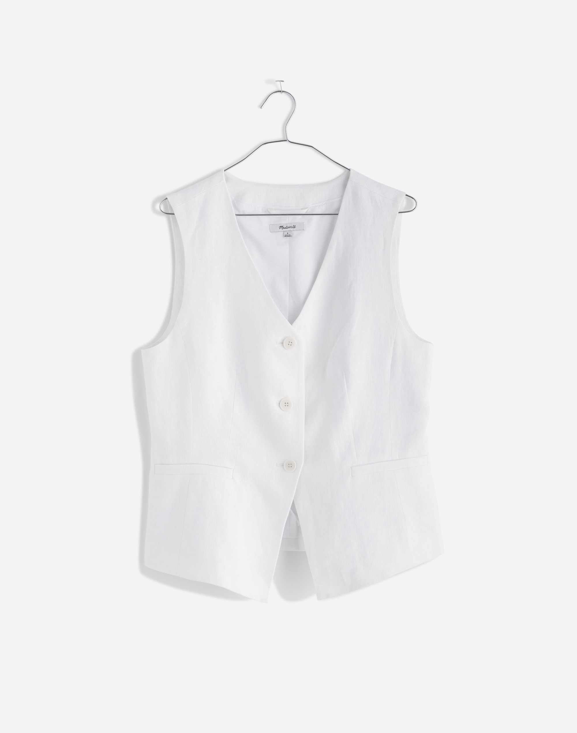 Cutaway Long Vest in 100% Linen