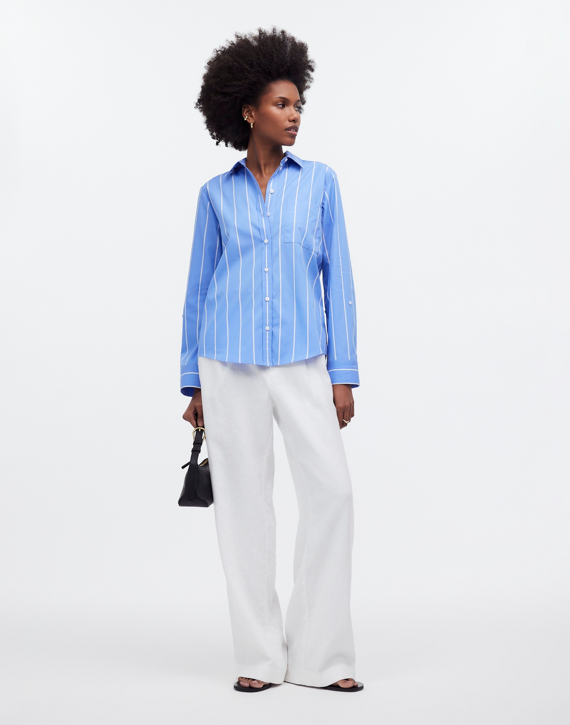 Relaxed Button-Front Shirt in Poplin