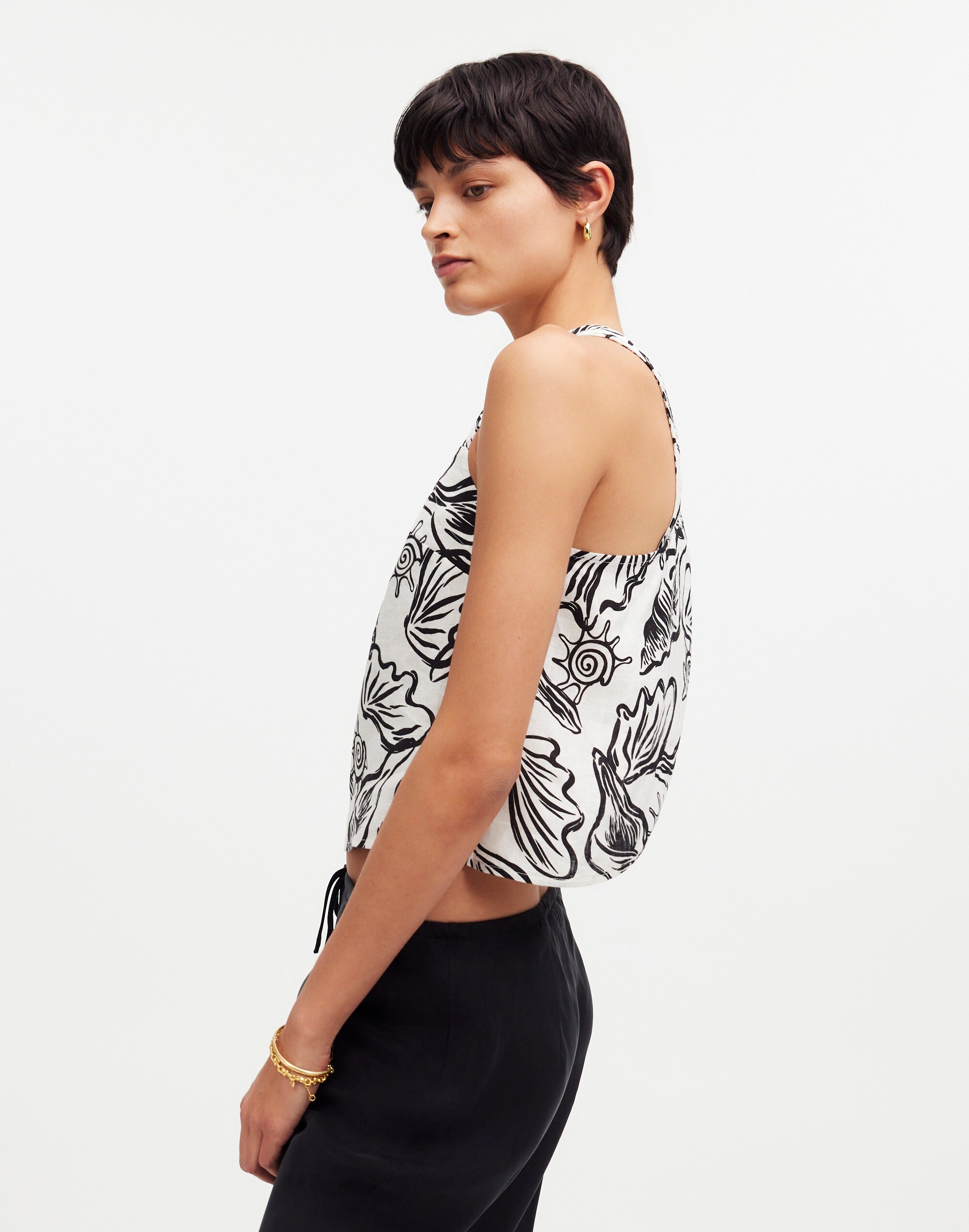 Cross-Back Sleeveless Top in 100% Linen