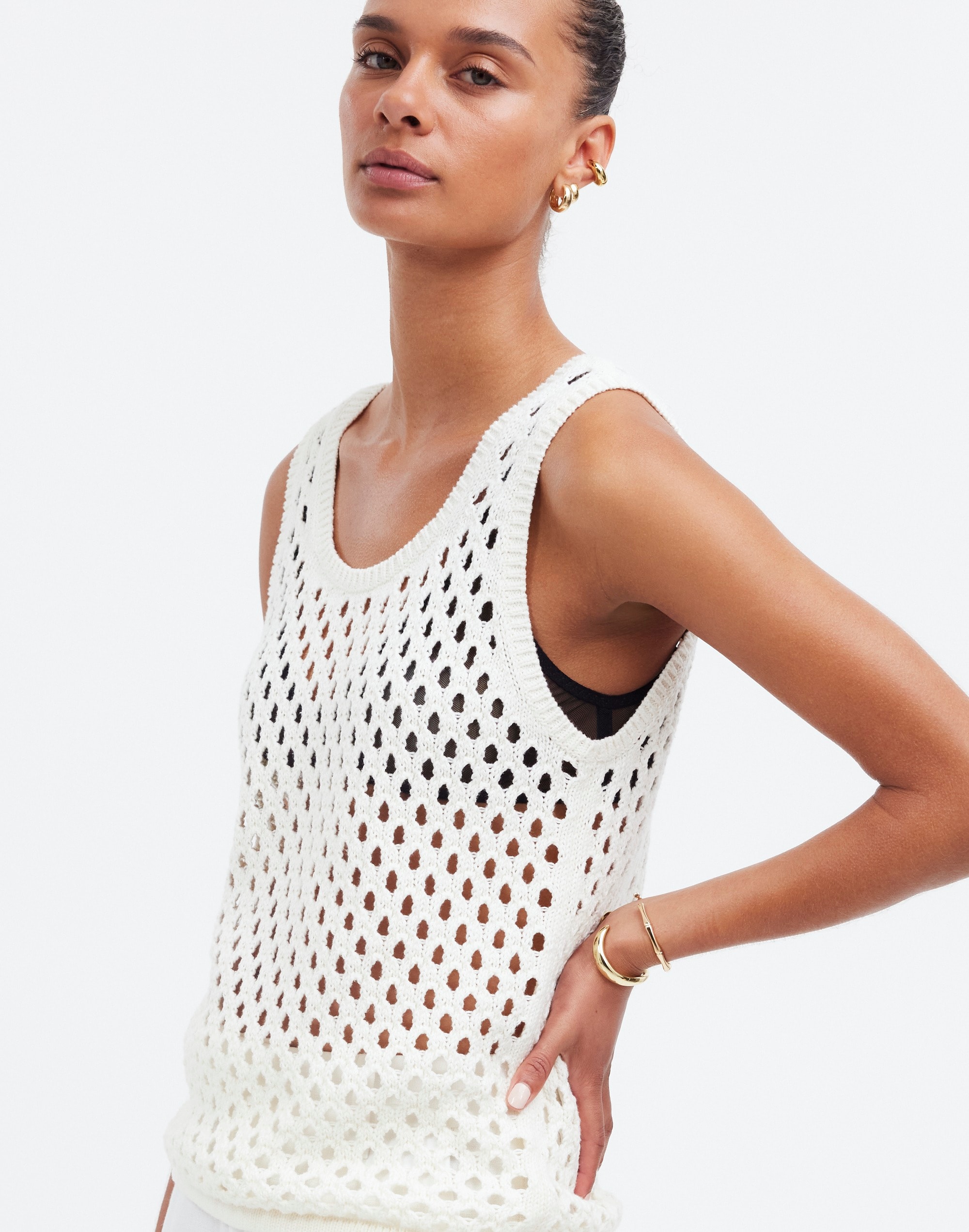 Open-Stitch Sweater Tank