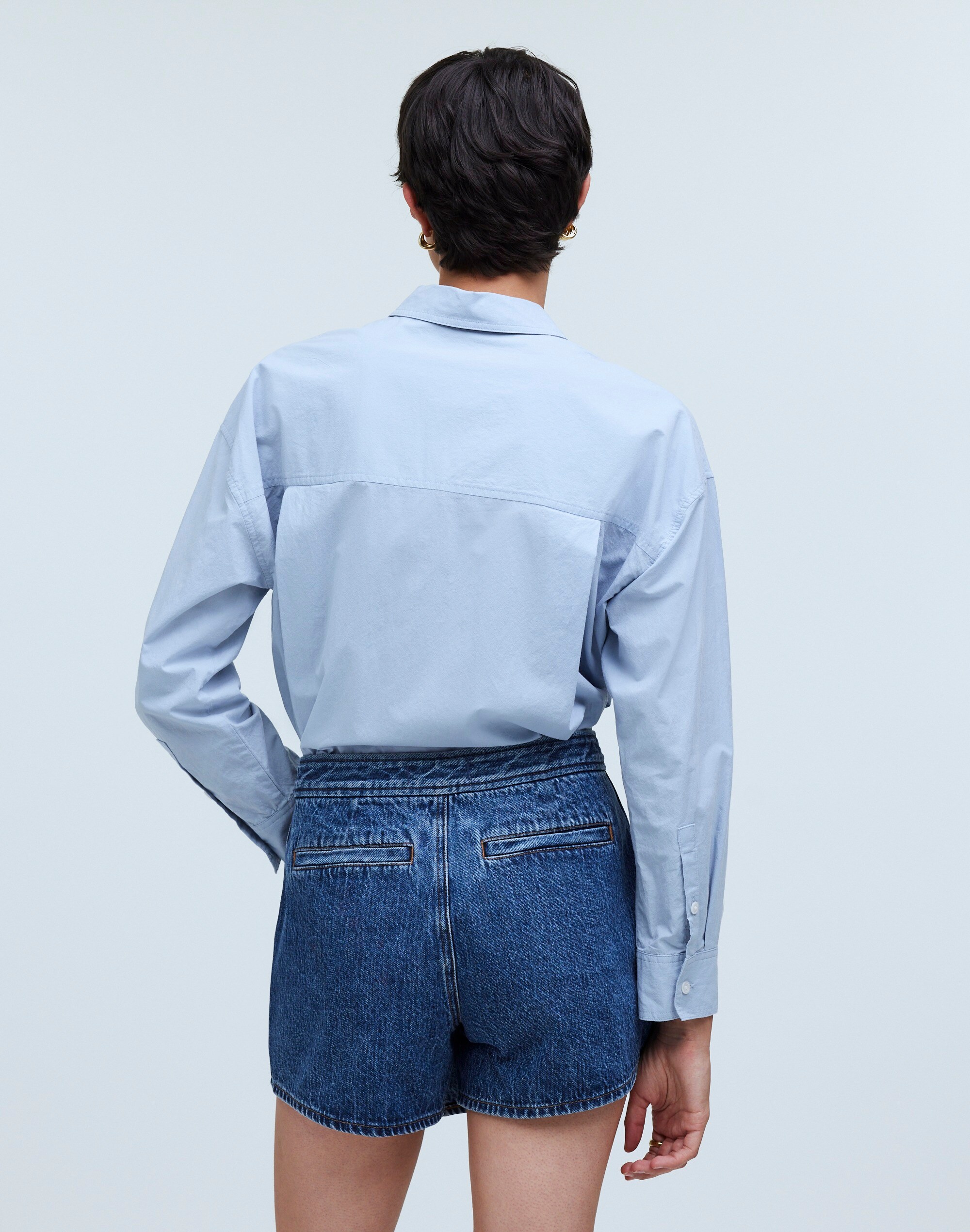 Denim Wrap Mini Skort in Haworth Wash in haworth wash image 4