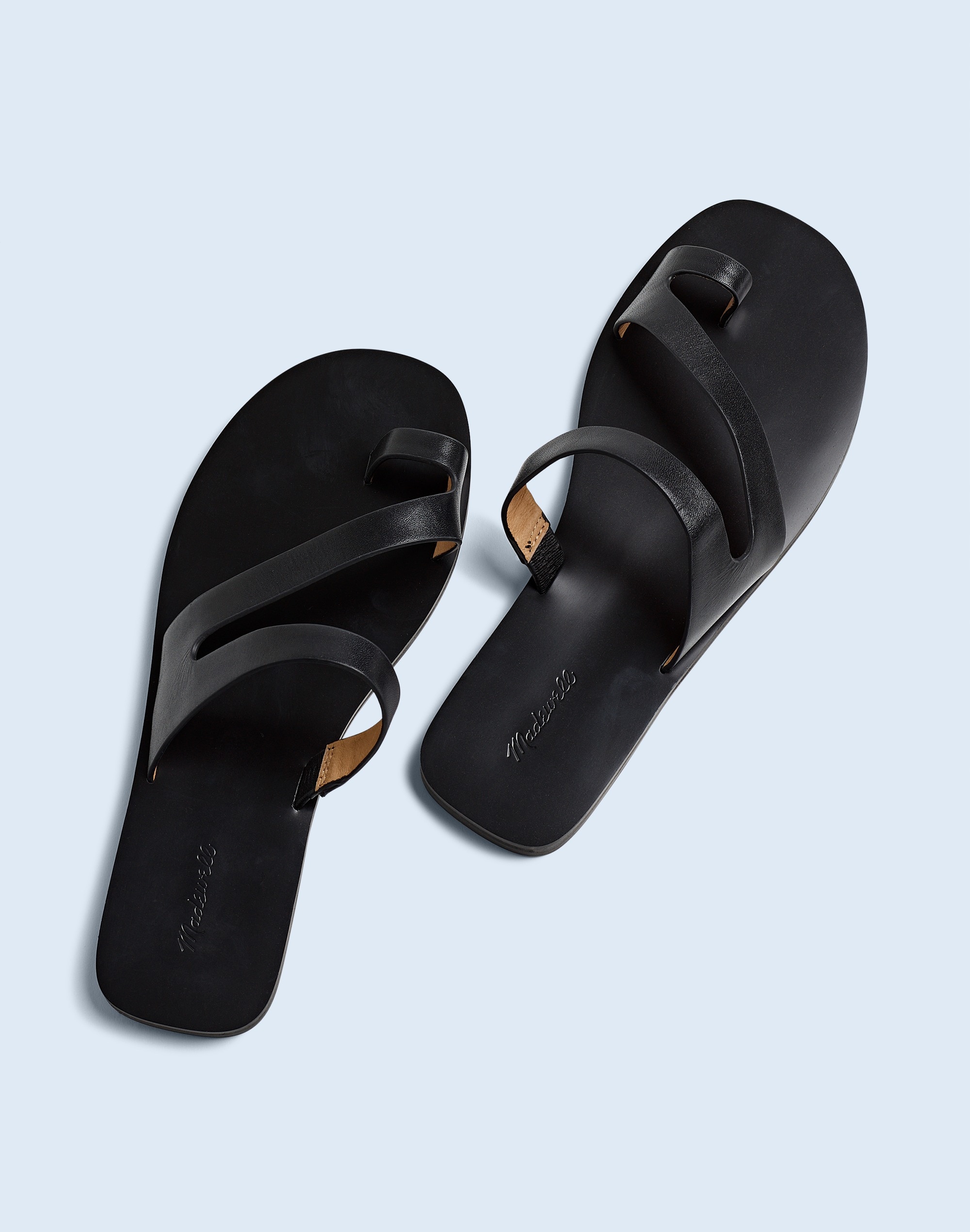 Mw The Gabi Asymmetric-strap Sandal In True Black