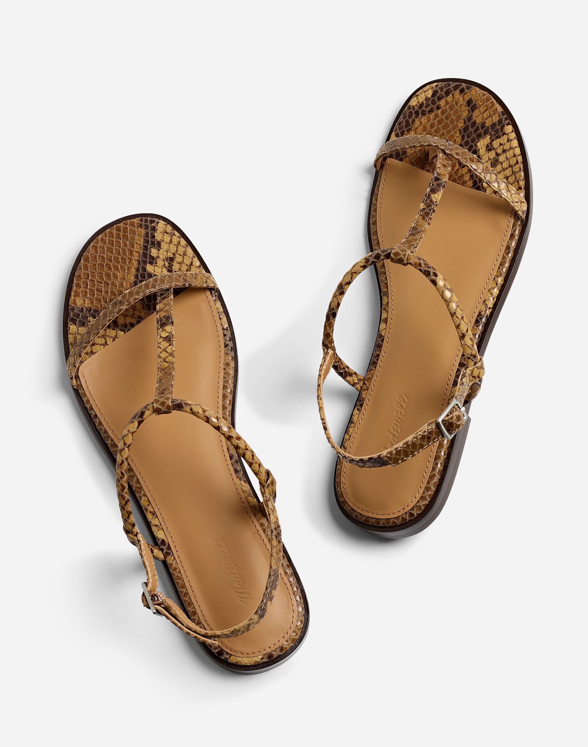 The Bev T-Strap Thong Sandal Stamped Leather