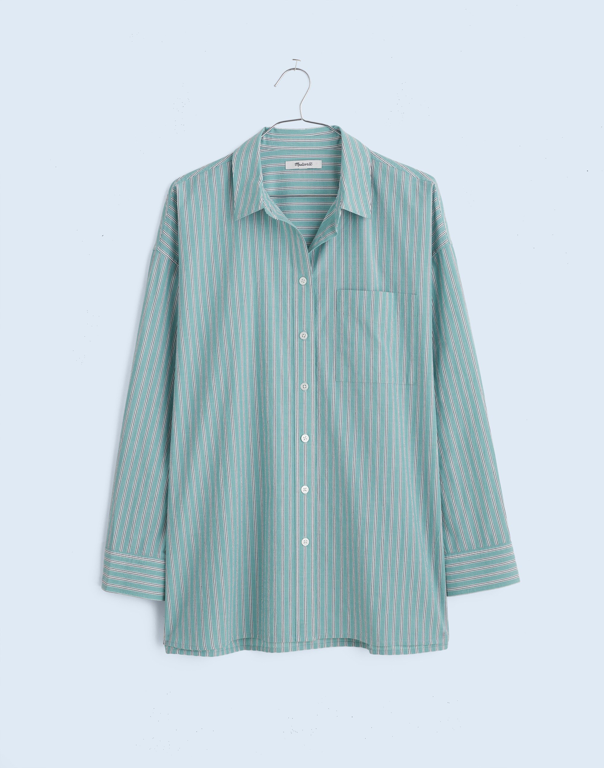 The Plus Oversized Shirt in Striped Signature Poplin