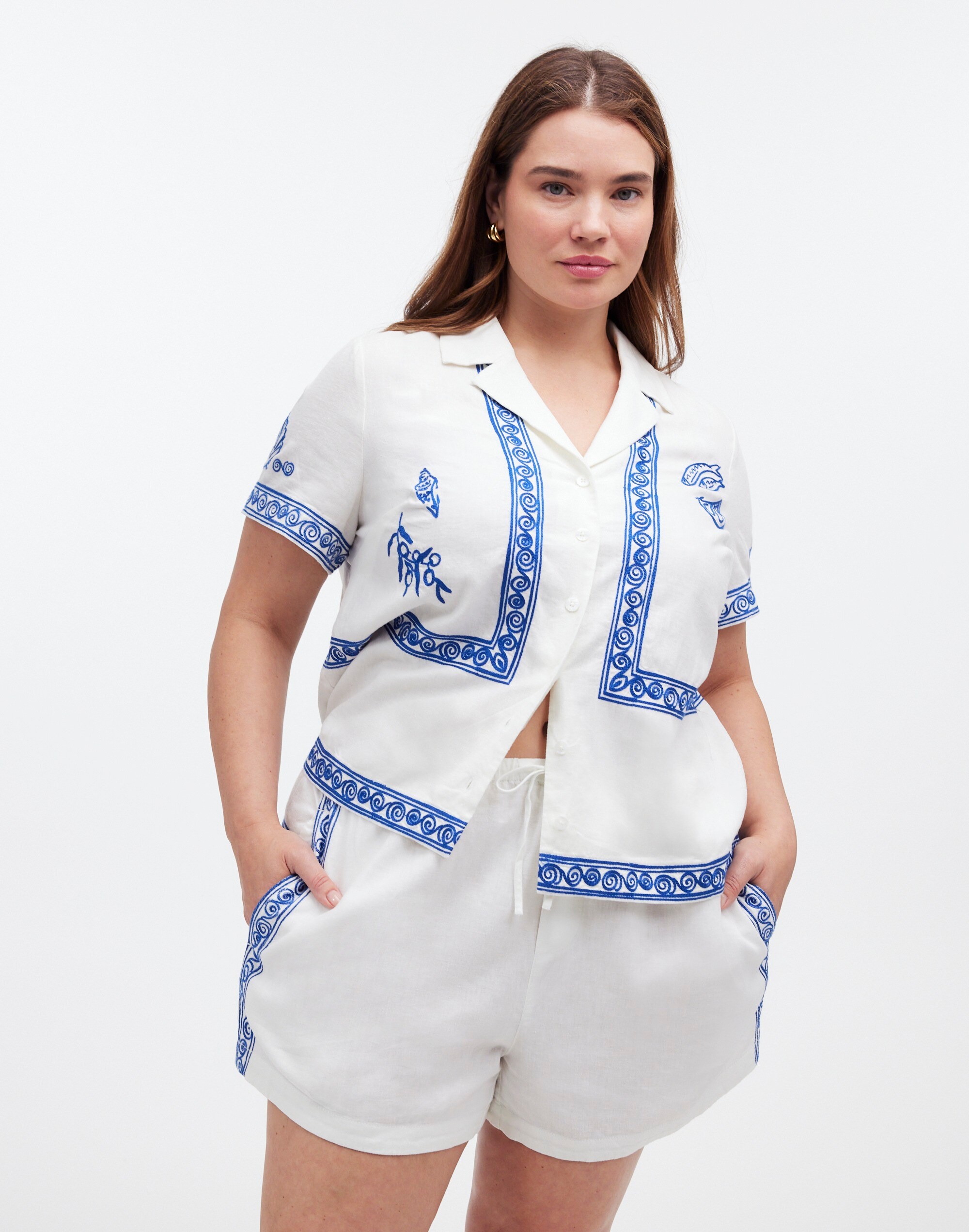 Madewell x Lisa Says Gah! Plus Embroidered Short-Sleeve Shirt