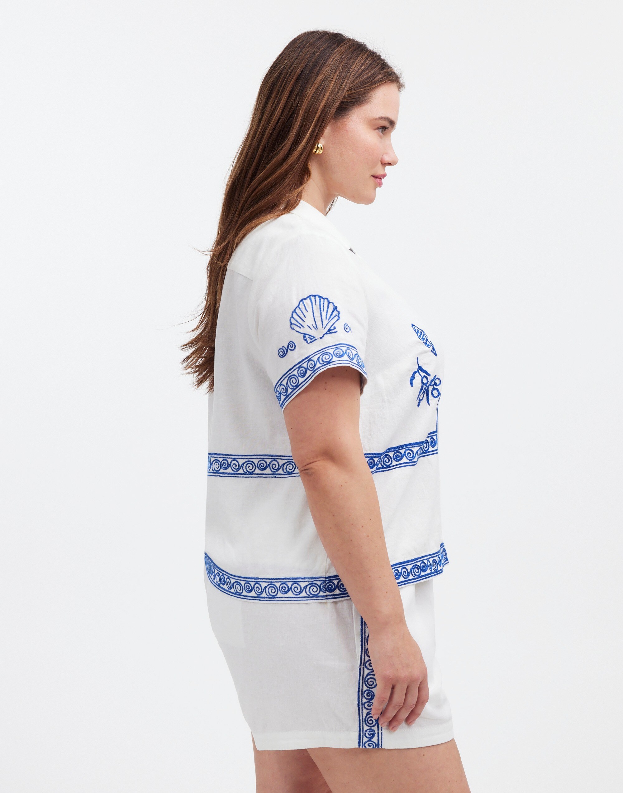 Madewell x Lisa Says Gah! Plus Embroidered Short-Sleeve Shirt