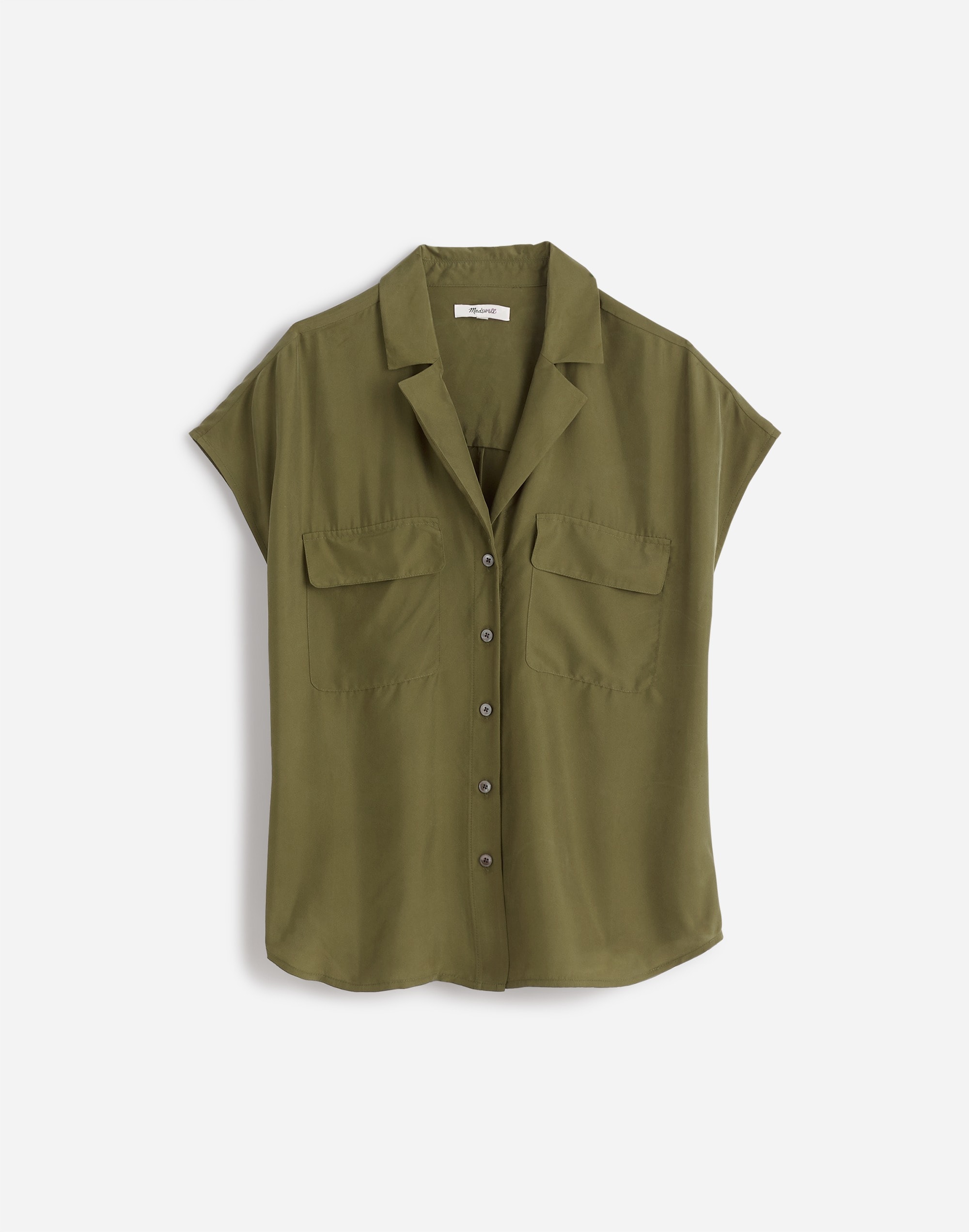 Silk Drapey Patch-Pocket Sleeveless Shirt