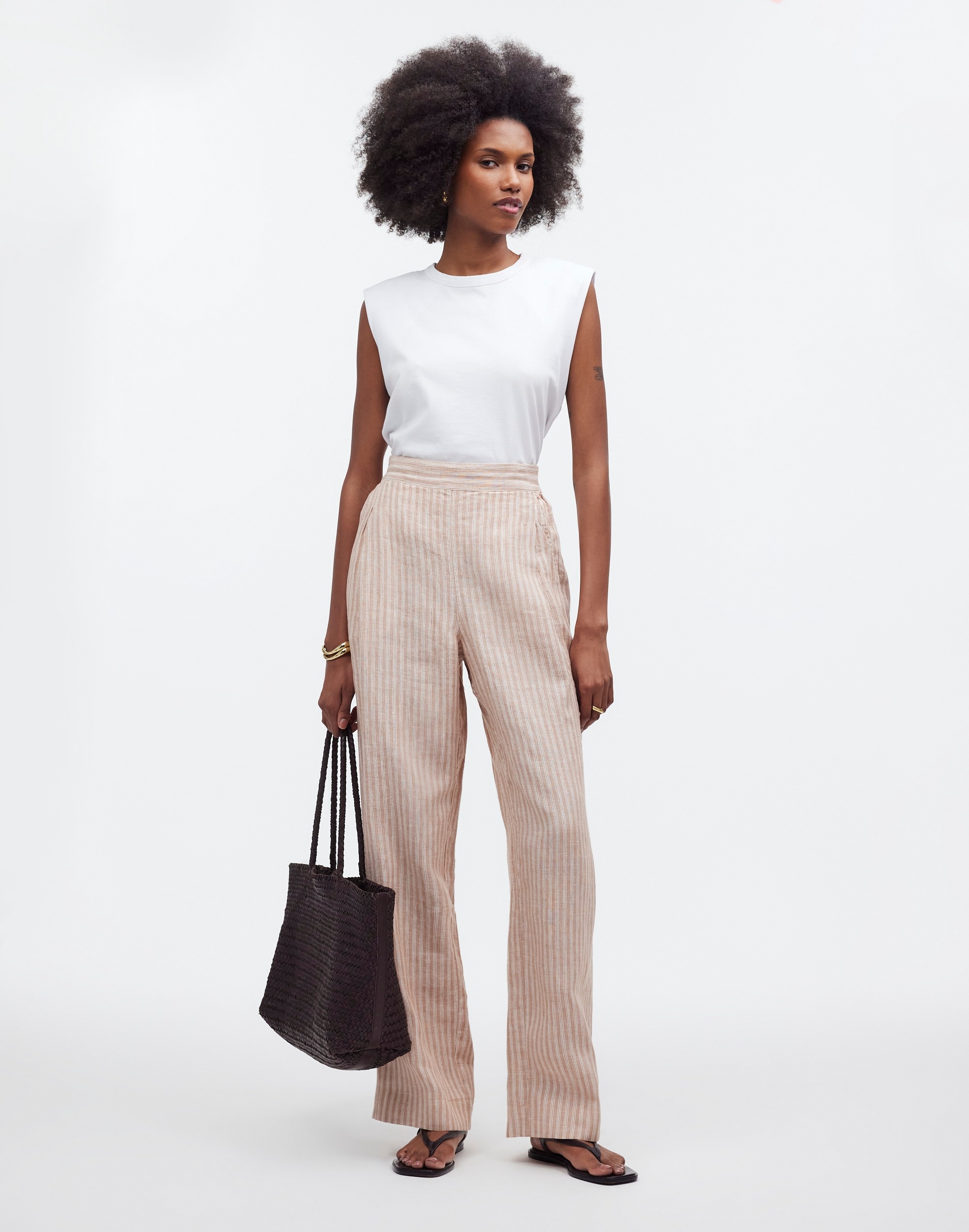 Mw Pull-on Straight Crop Pants In Miso