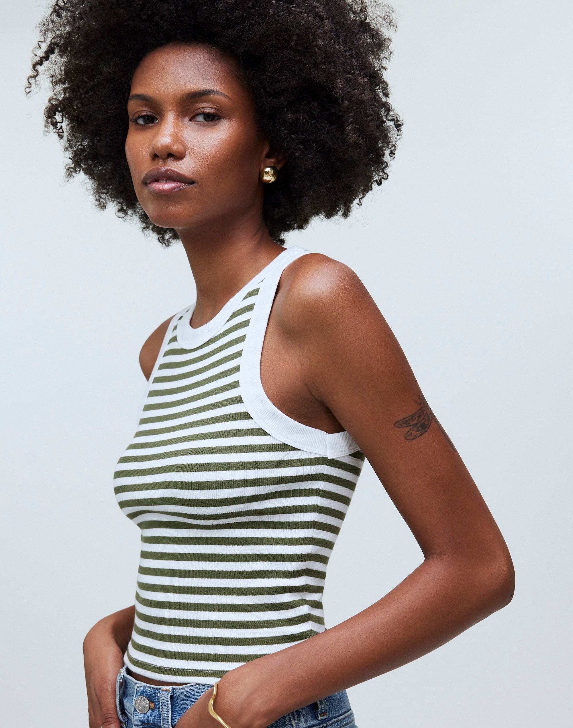 Ribbed Cutaway Crop Tank